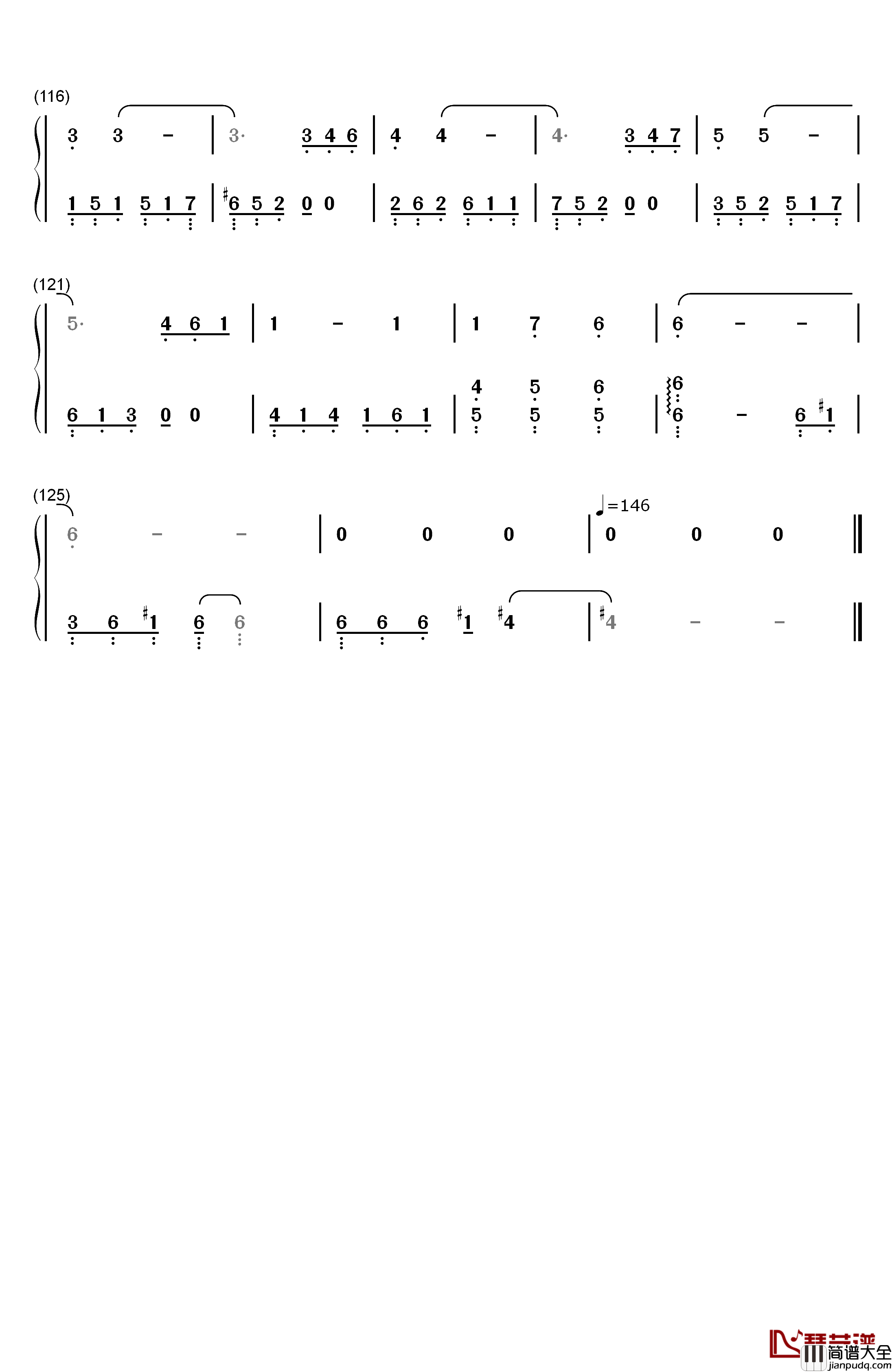 巴哈钢琴简谱_数字双手_林仁建