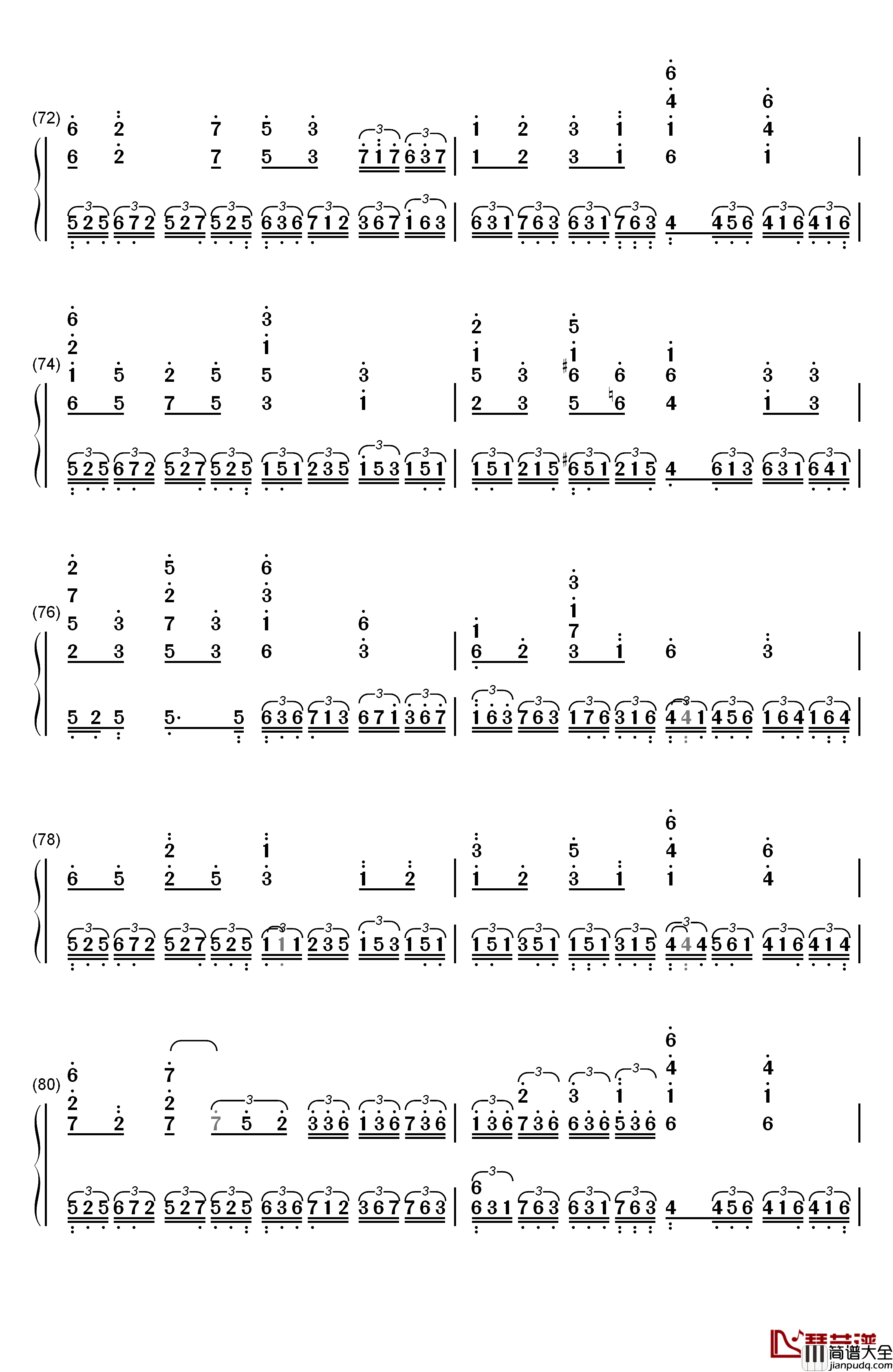 画情钢琴简谱_数字双手_姚贝娜