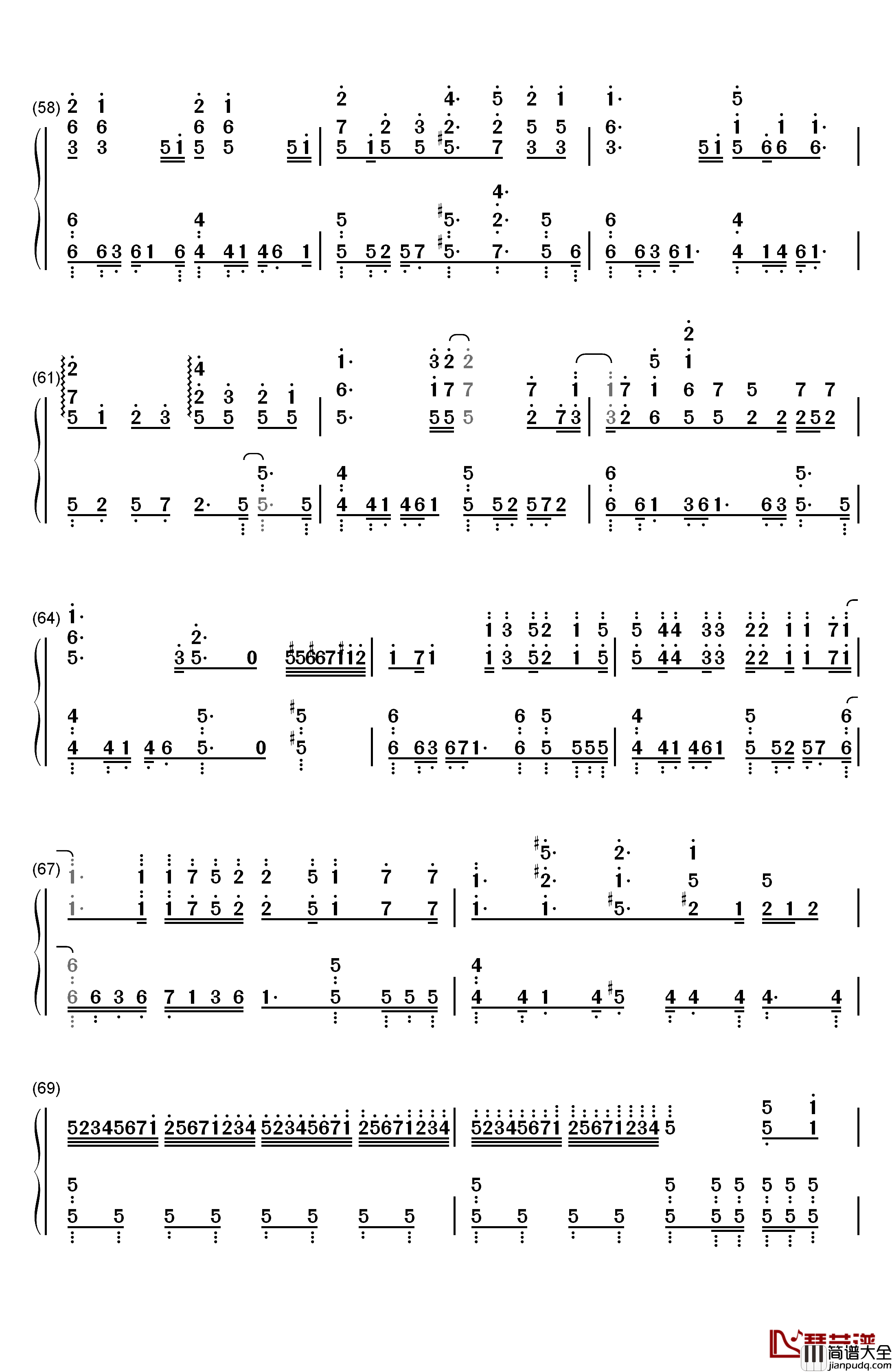 空想少女への恋手紙钢琴简谱_数字双手_初音未来