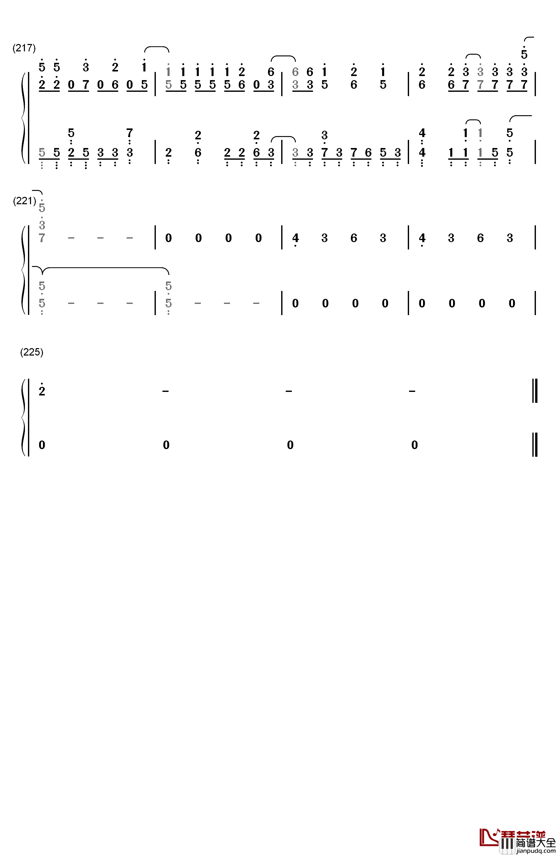 ロスタイムメモリー钢琴简谱_数字双手_IA