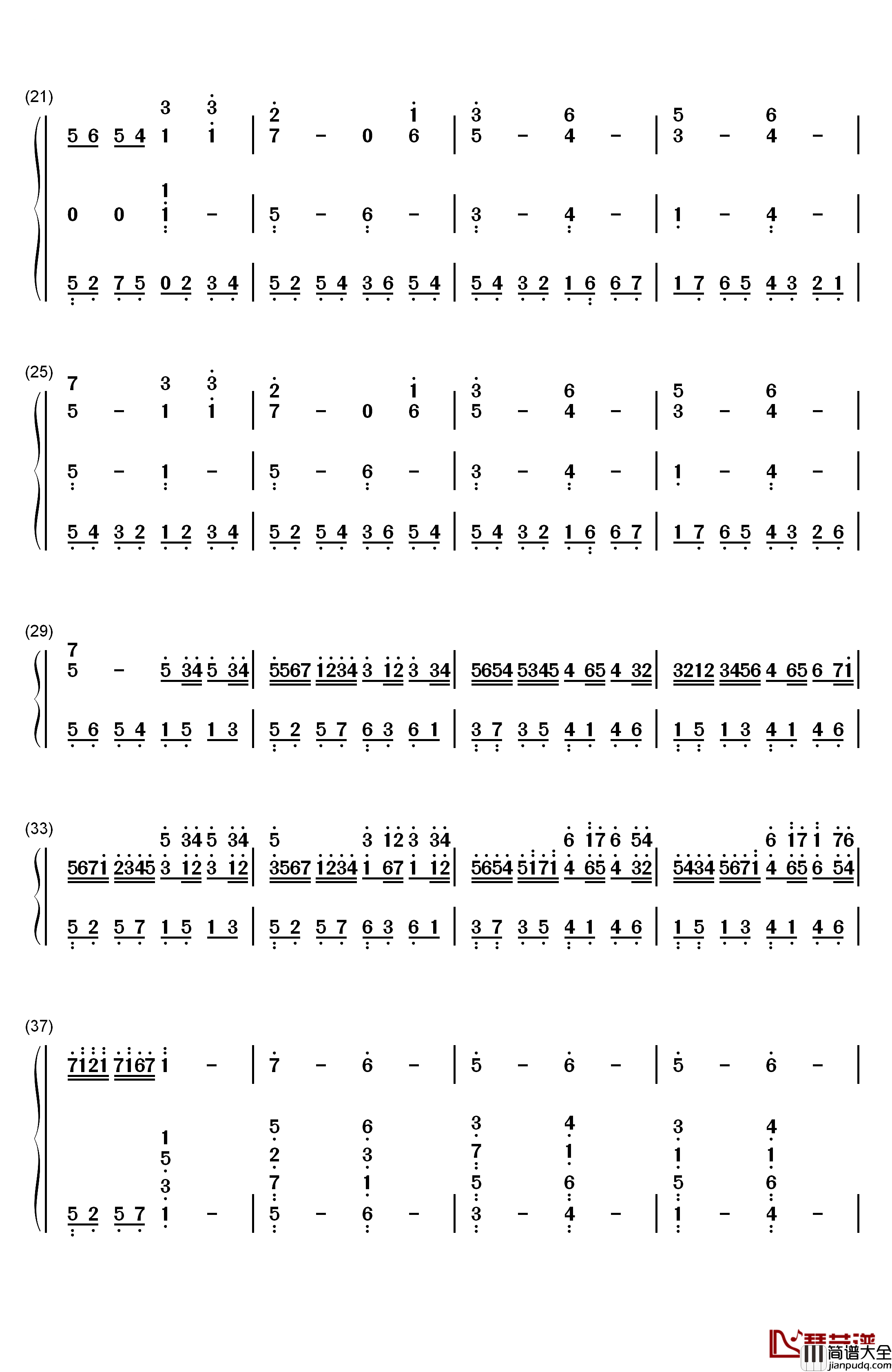 Hosiku星屑钢琴简谱_数字双手_藤岛裕之AI