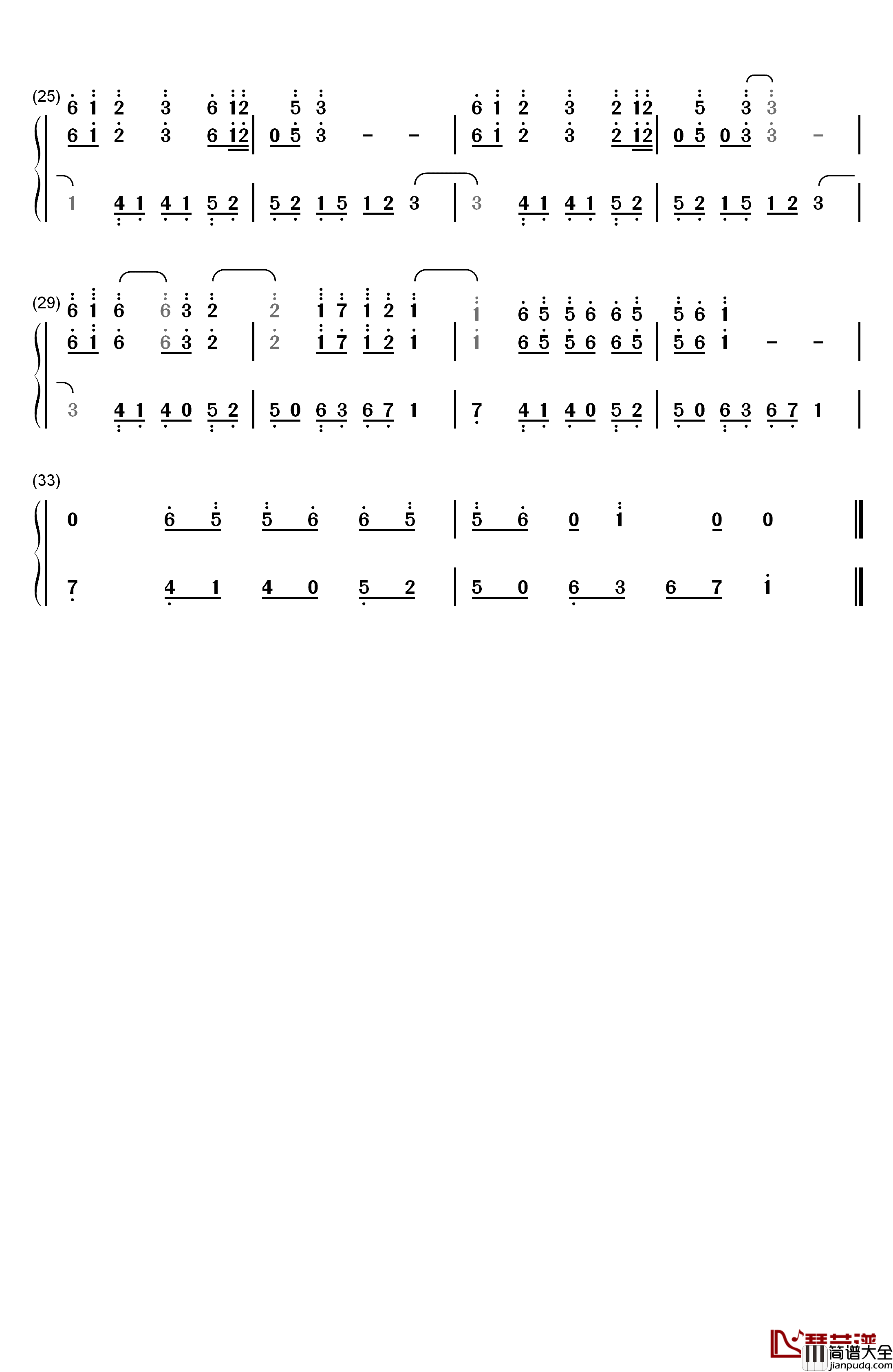 爱殇钢琴简谱_数字双手_小时