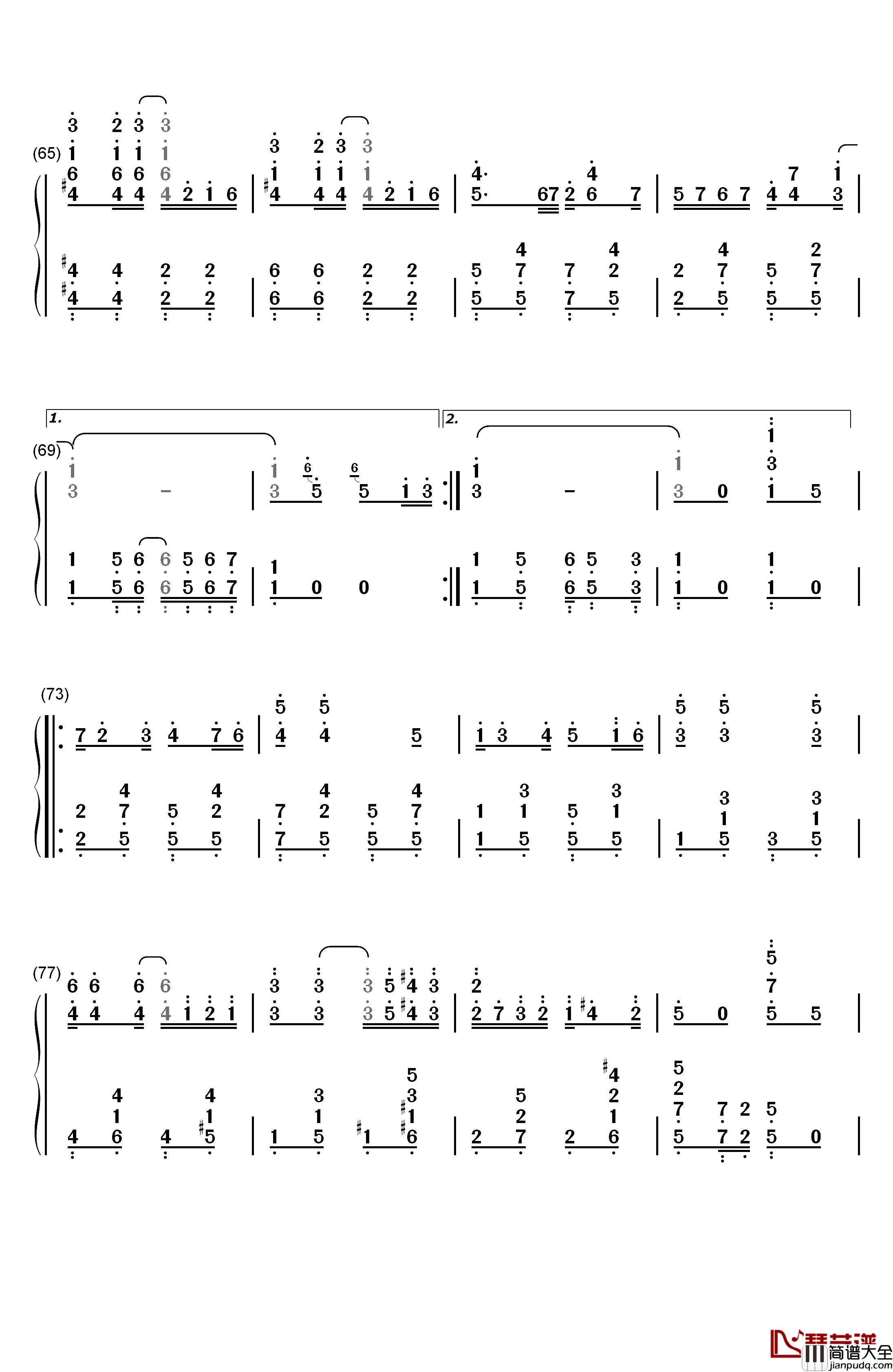 Peacherine_Rag钢琴简谱_数字双手_Scott_Joplin