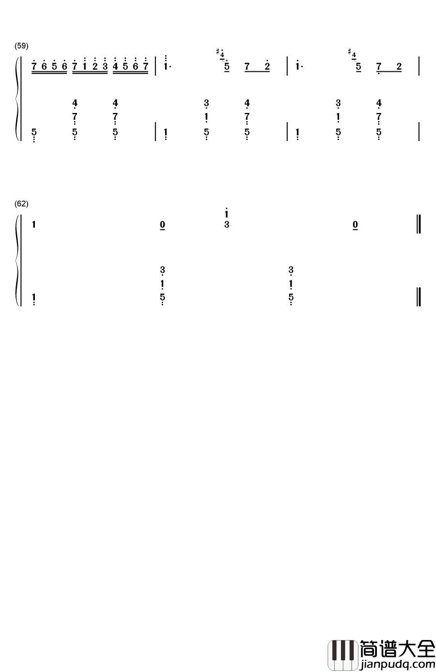 在草地上钢琴简谱_数字双手_利什内