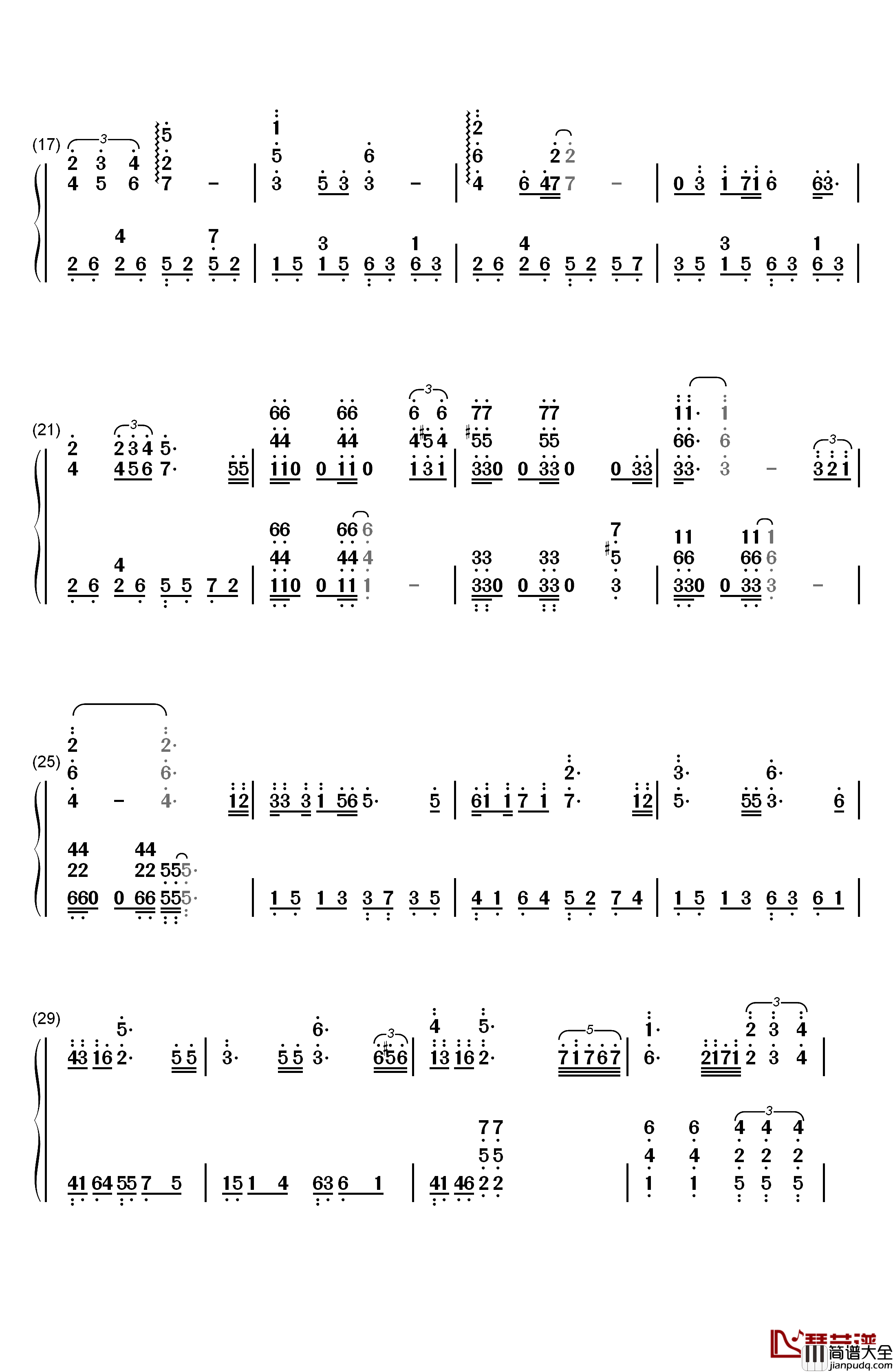 风继续吹钢琴简谱_数字双手_张国荣