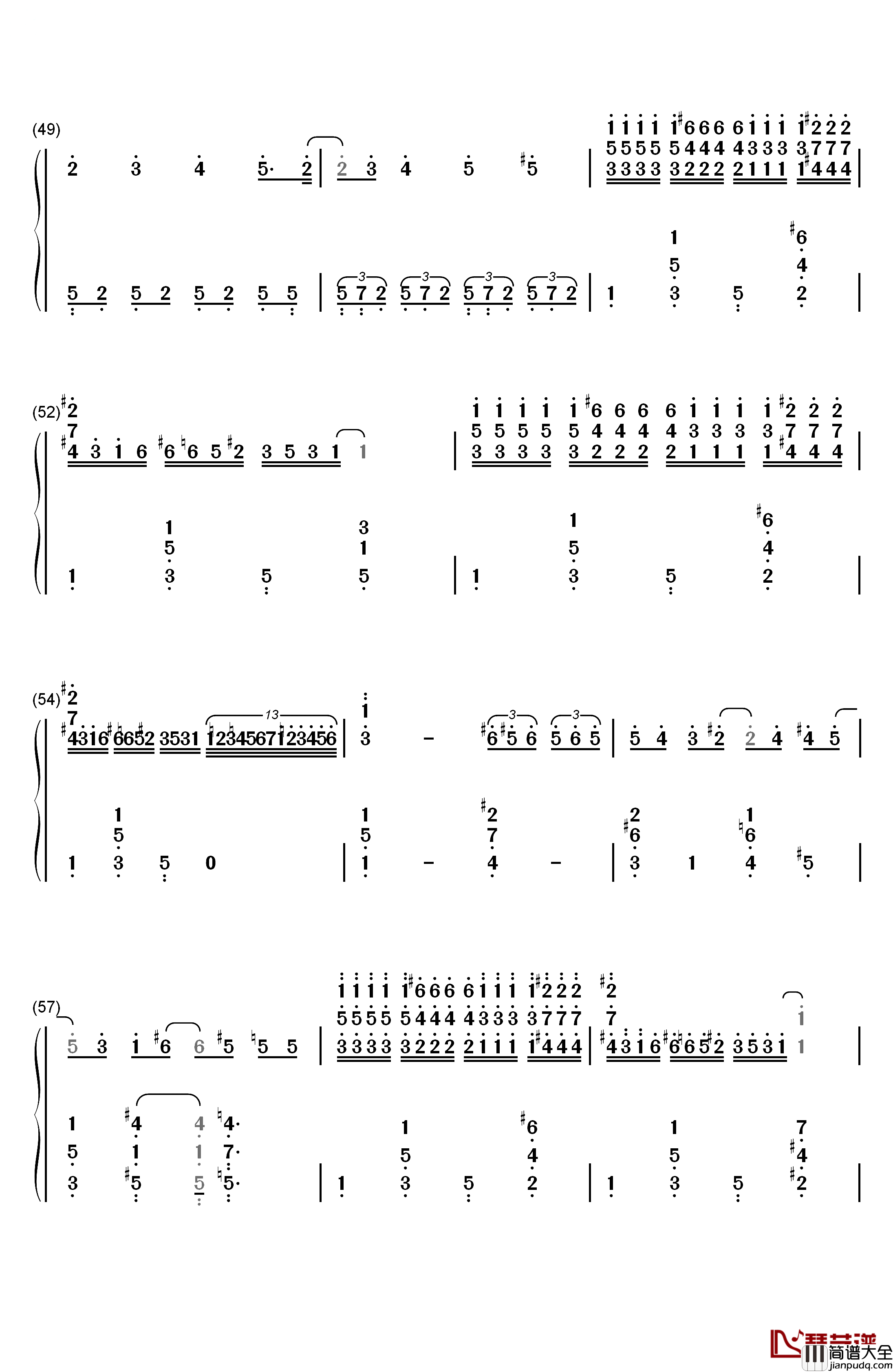 蓝色狂想曲钢琴简谱_数字双手_乔治·格什温__George_Gershwin