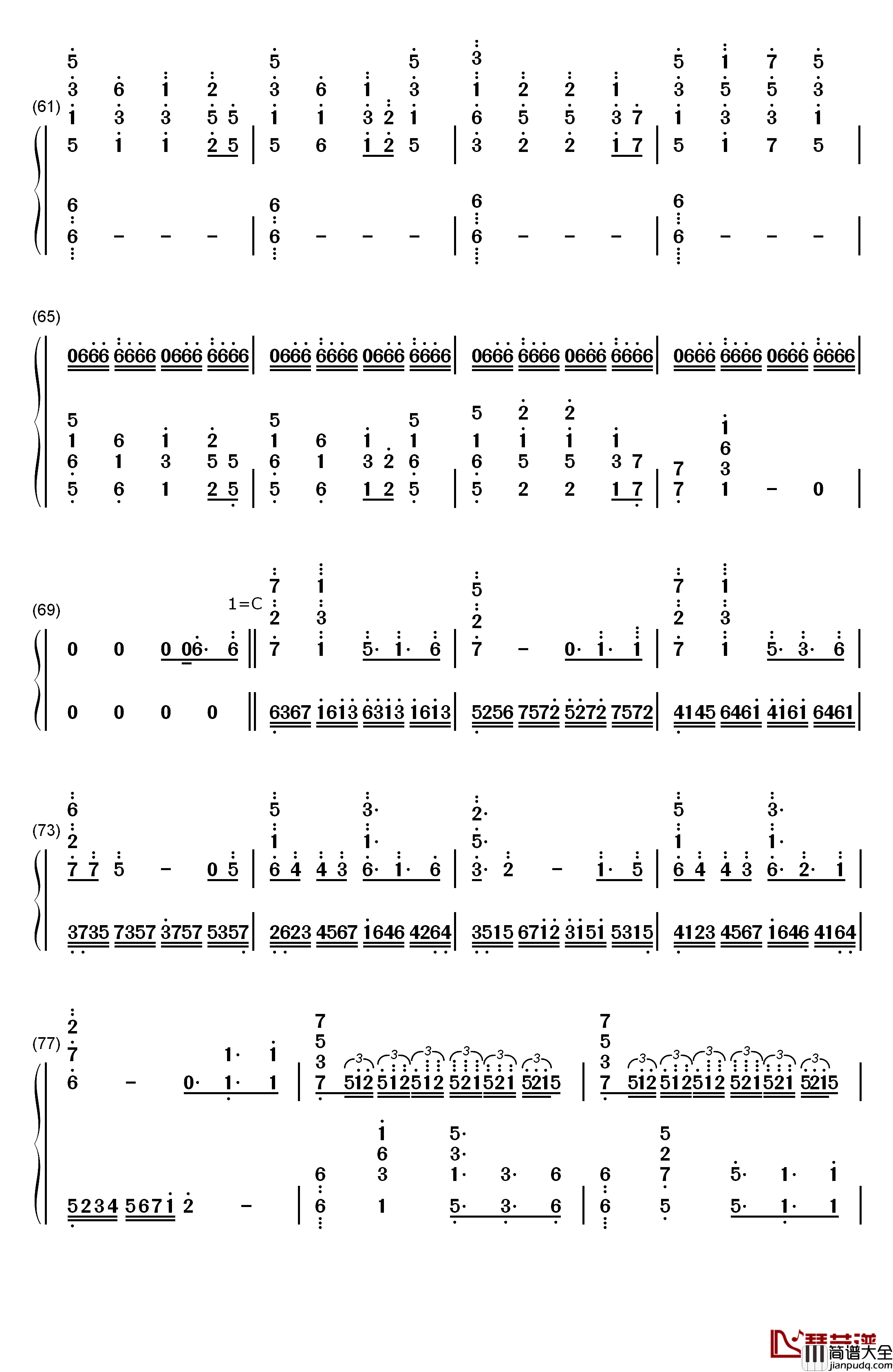 Bios钢琴简谱_数字双手_泽野弘之