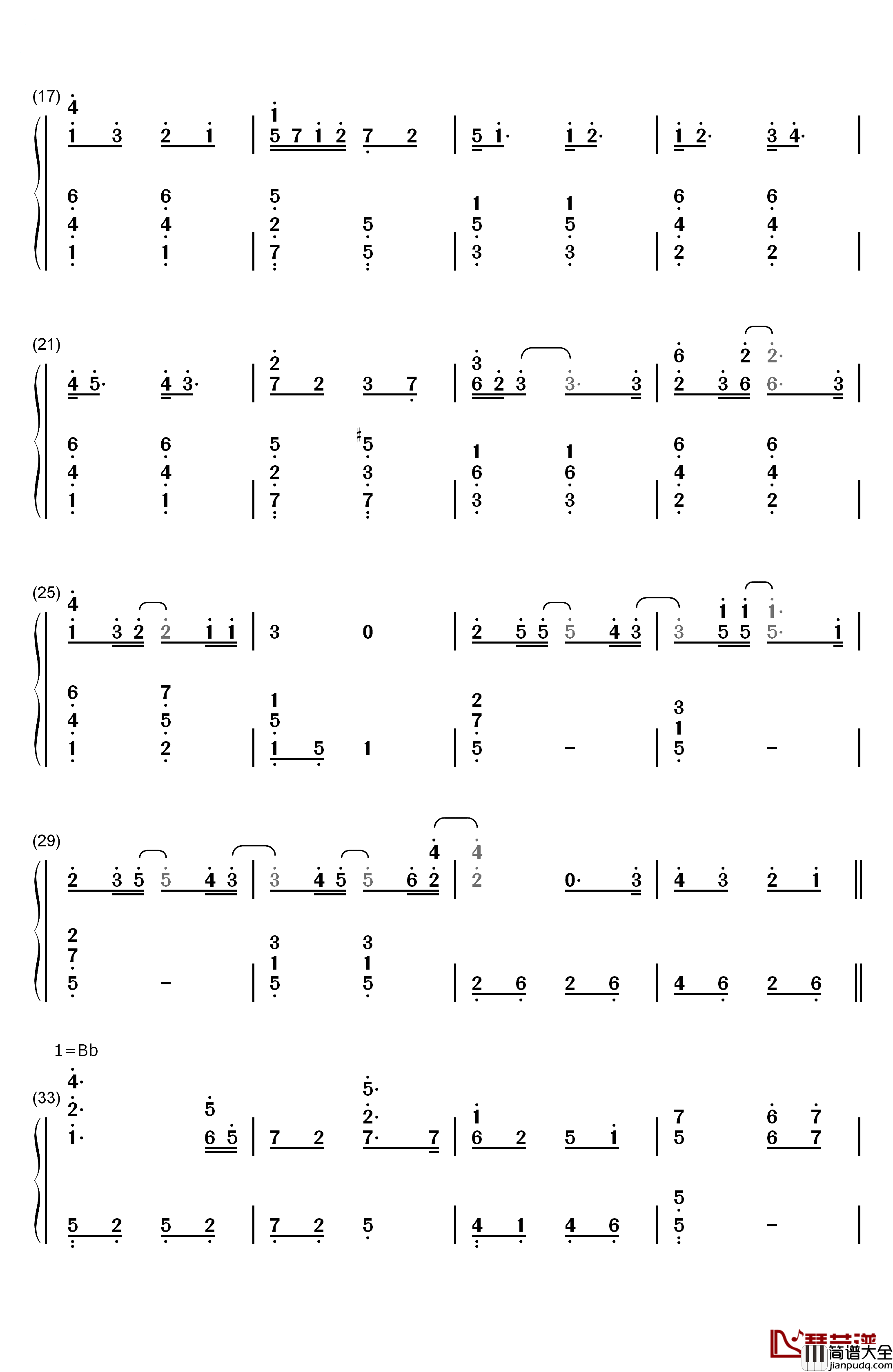 ひとり钢琴简谱_数字双手_XX:me