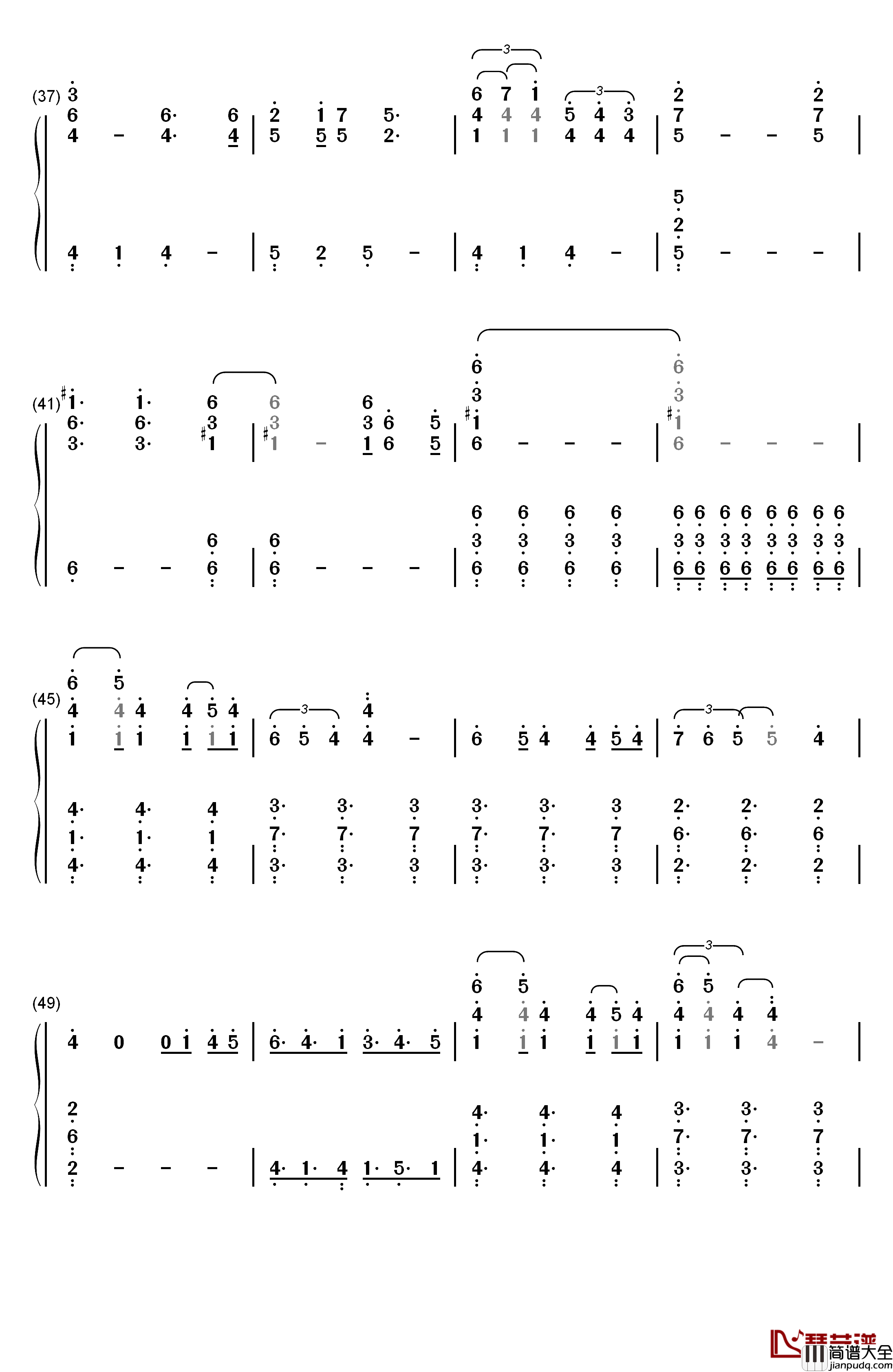 裏切り者のレクイエム钢琴简谱_数字双手_长谷川大介