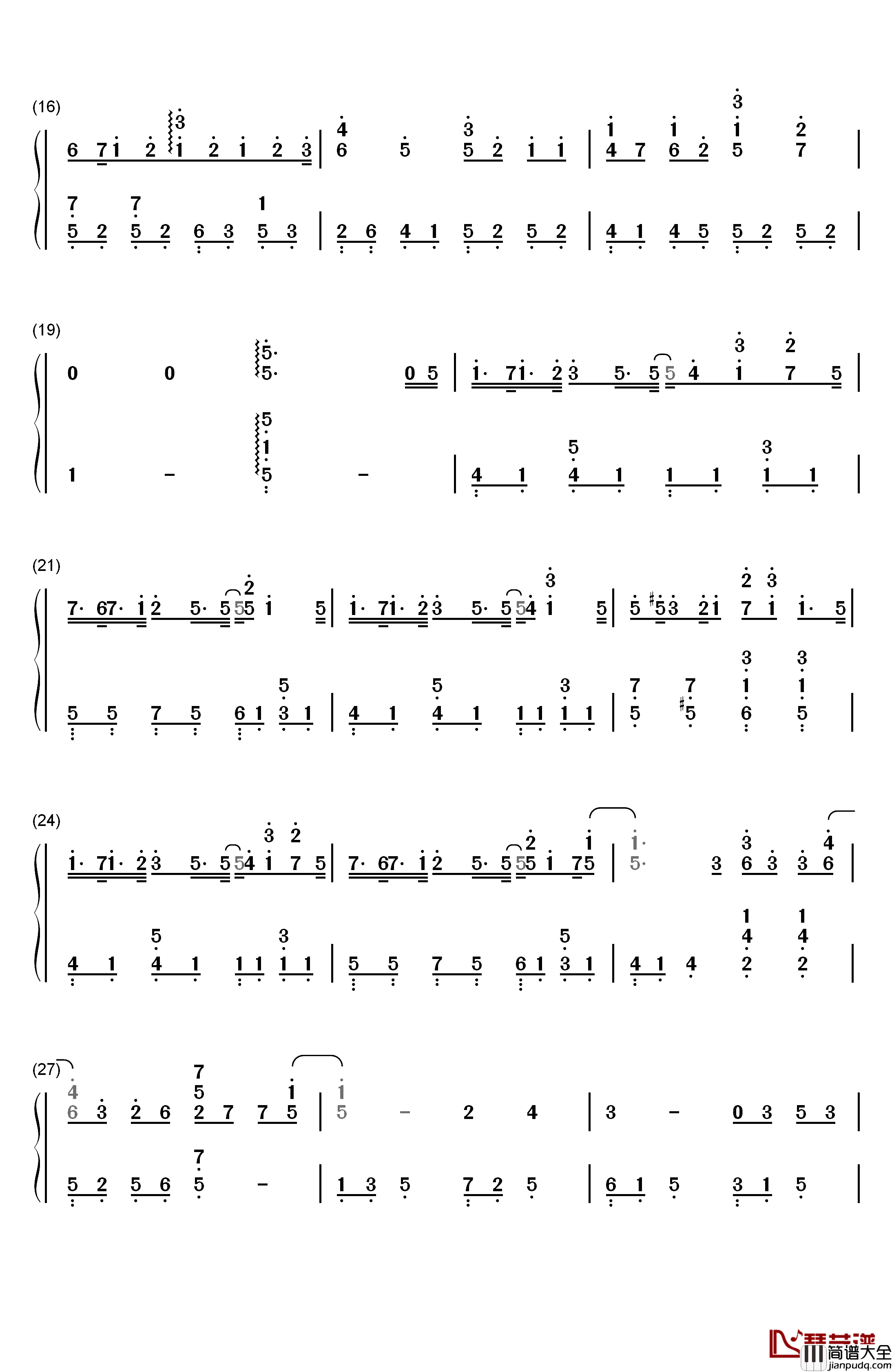 月花_Acoustic_Ver.钢琴简谱_数字双手_中西亮辅