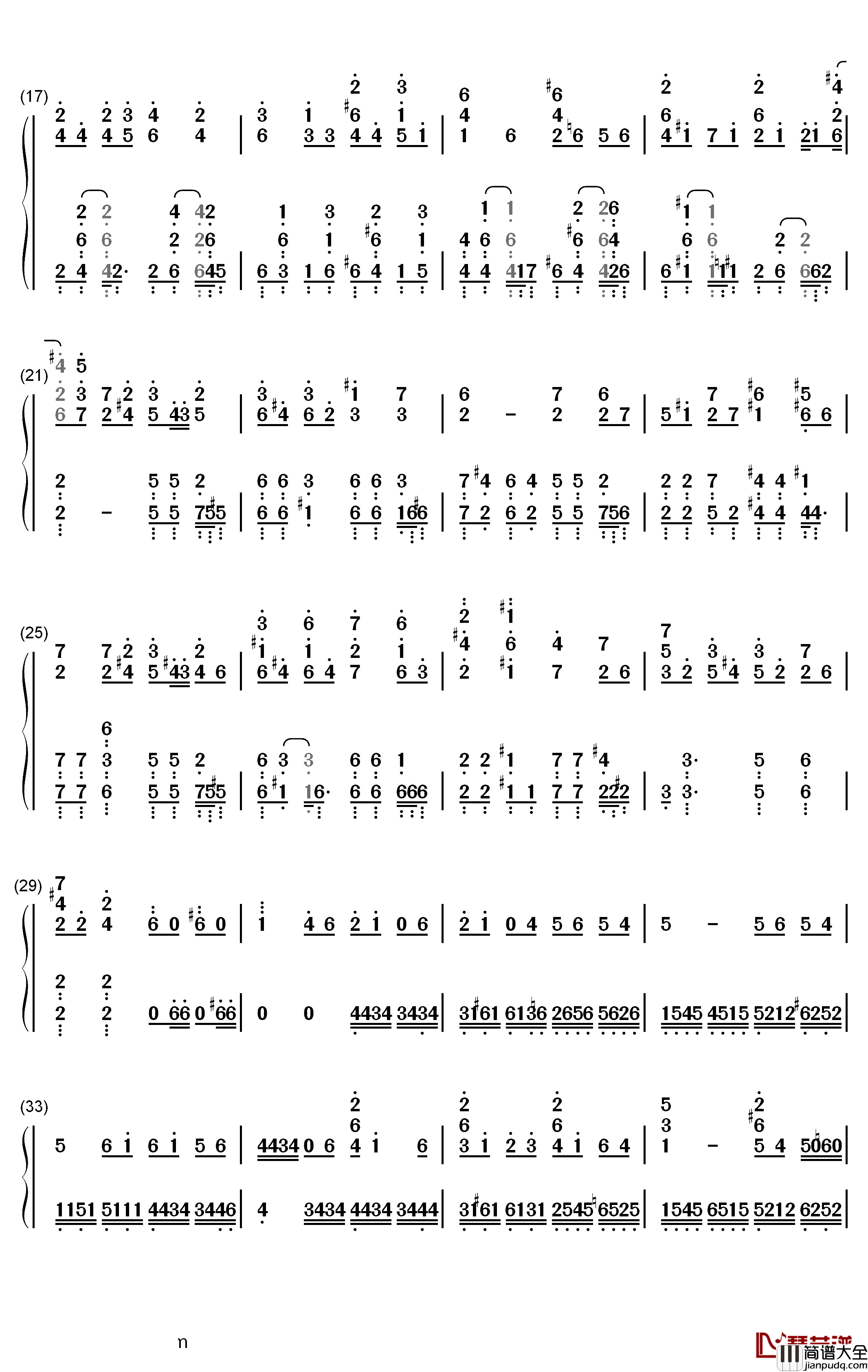 パプリカ钢琴简谱_数字双手_Foorin