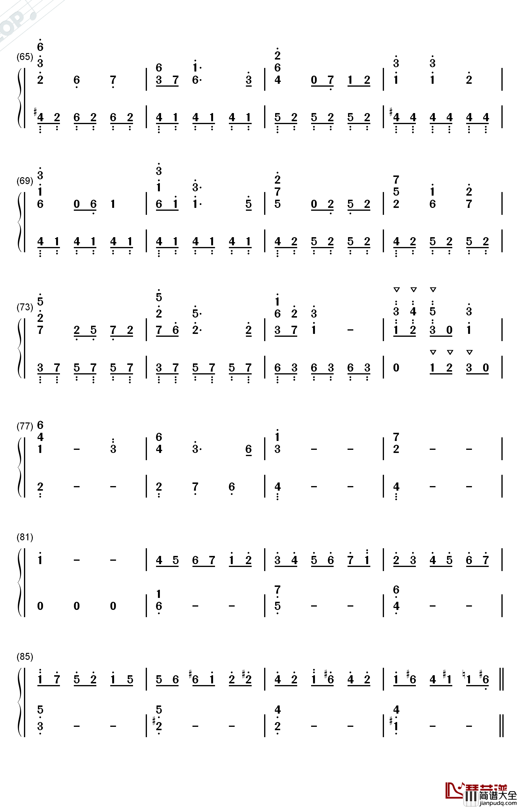 空と風と恋のワルツ钢琴简谱_数字双手_津田美波