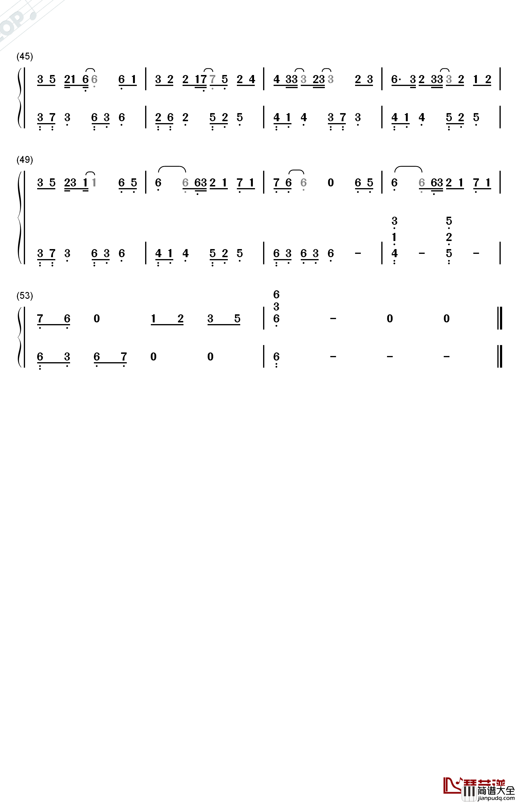 白衣少年钢琴简谱_数字双手_许诗茵