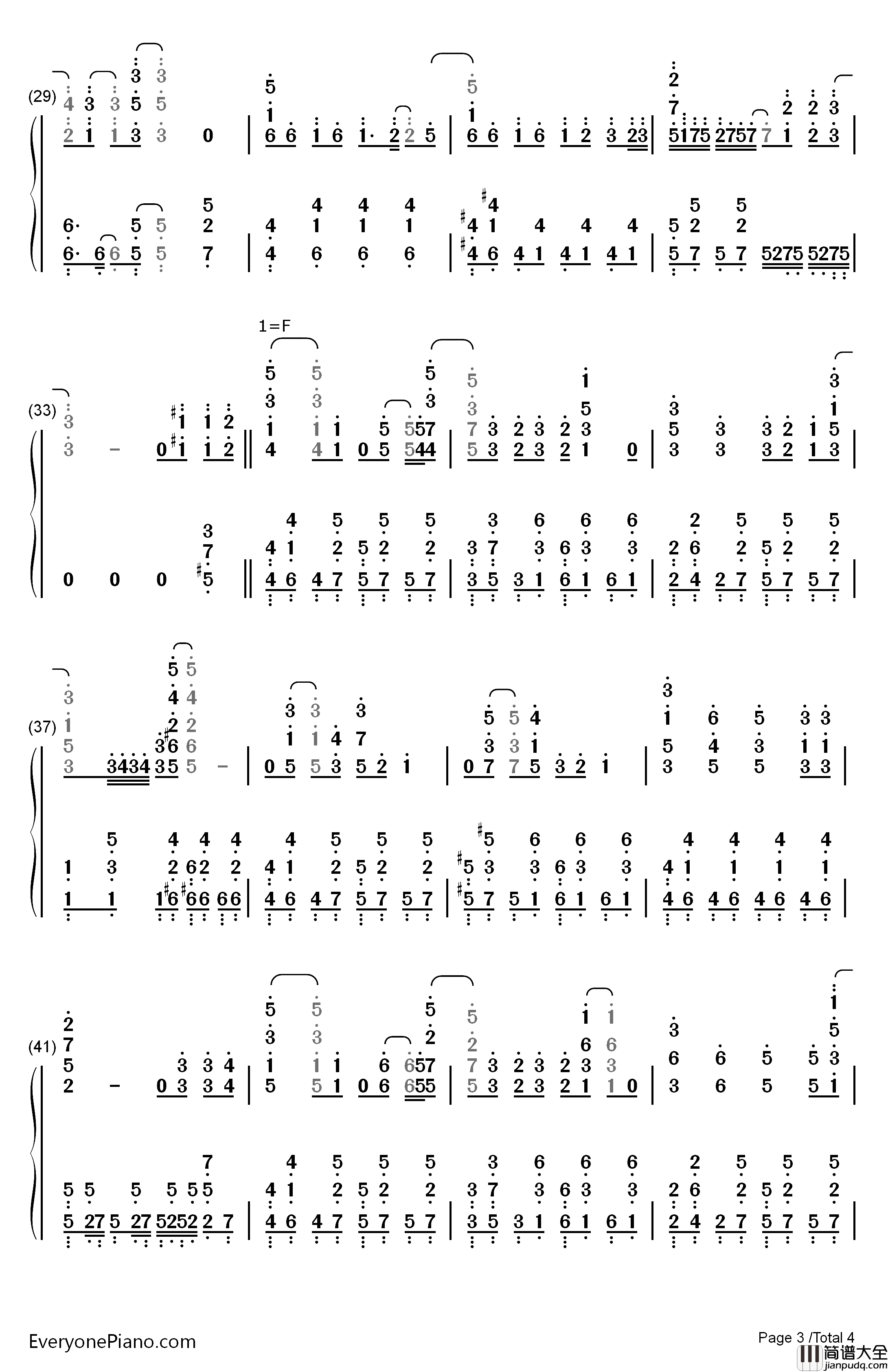 ダイスキ钢琴简谱_数字双手_大桥彩香