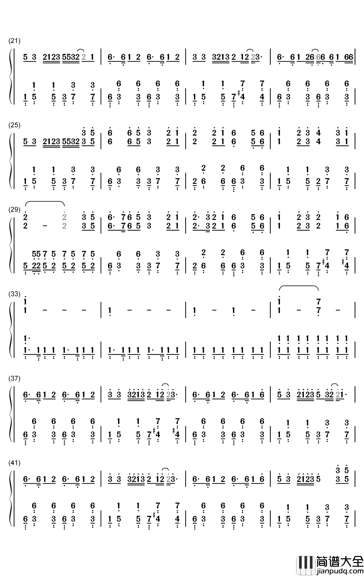 Monody钢琴简谱_数字双手_猎豹移动公司