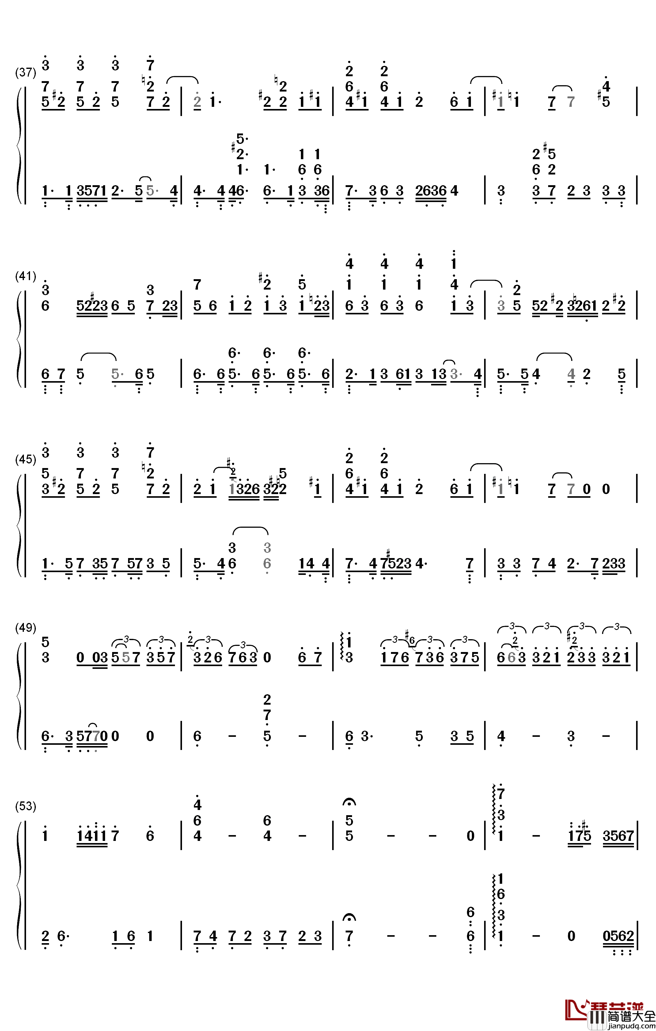 Thanatos钢琴简谱_数字双手_鹭巢诗郎