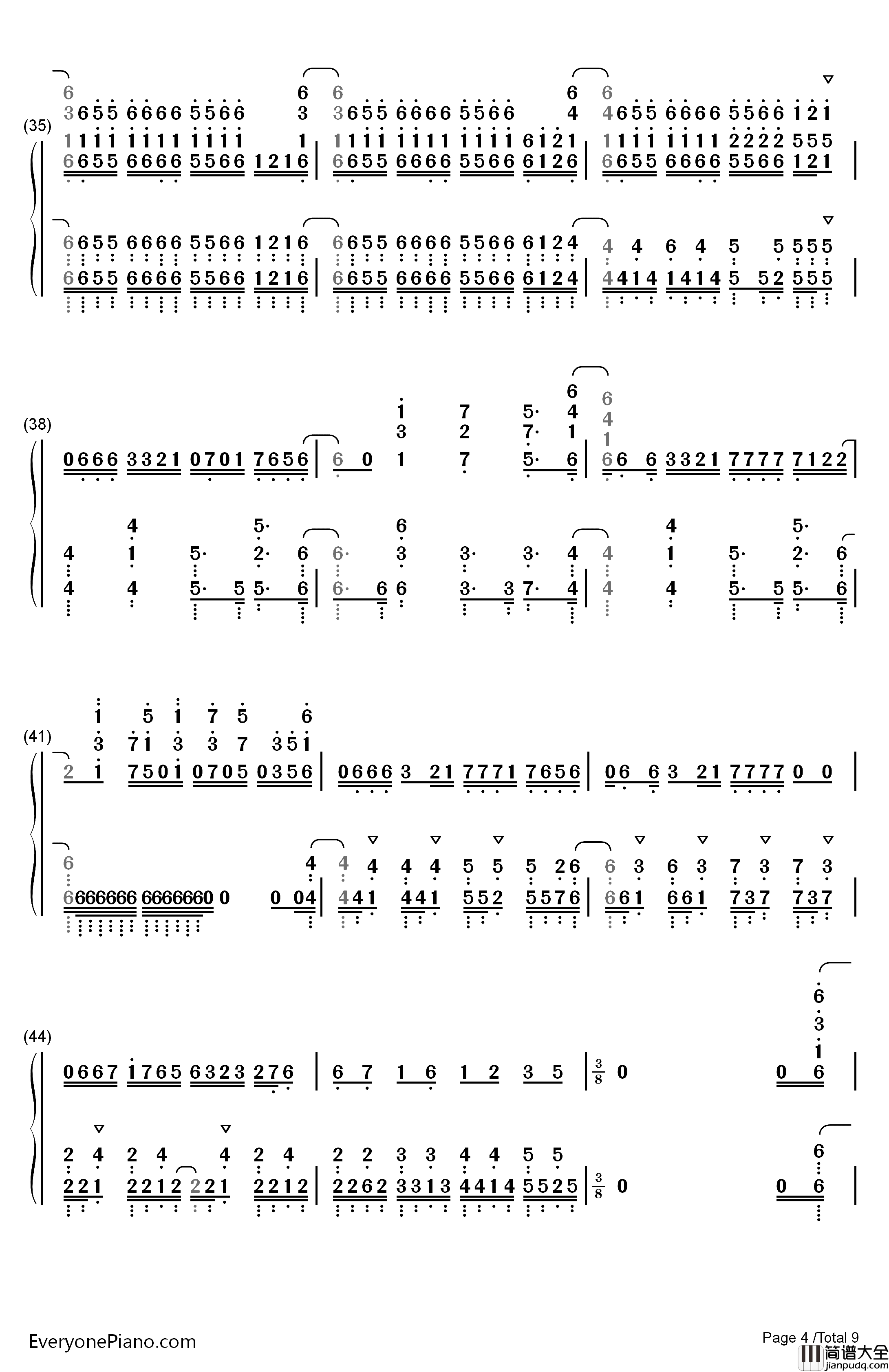 ADAMAS钢琴简谱_数字双手_LiSA