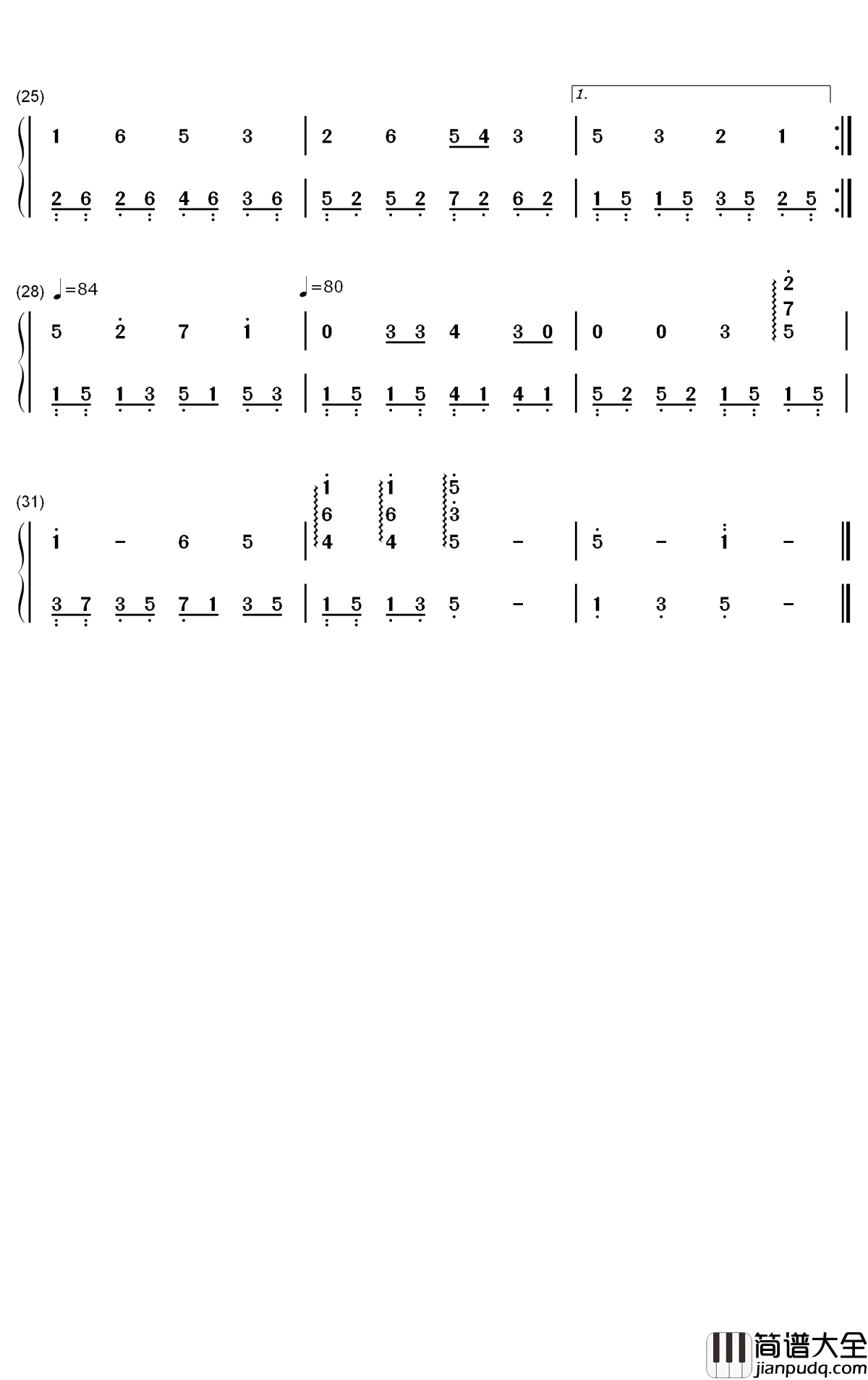 那年夏天钢琴简谱_数字双手_木木木子