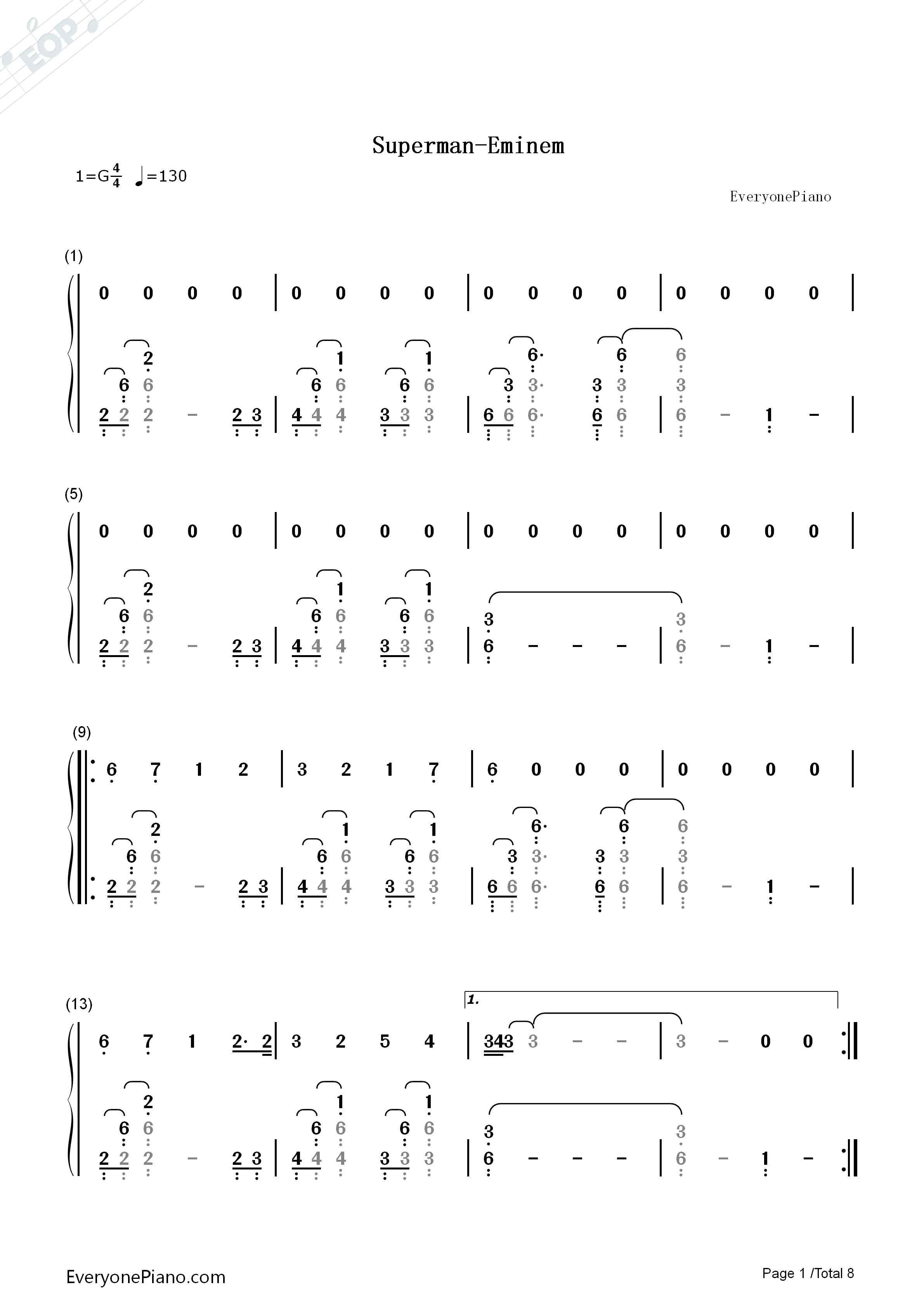 Superman钢琴简谱_Eminem演唱