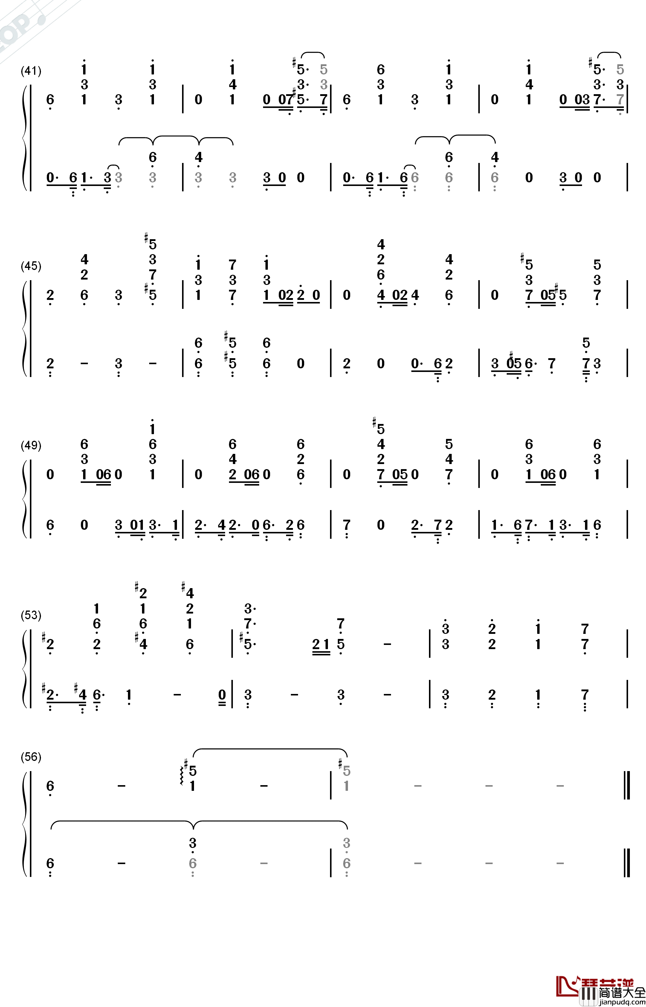 予兆のカッパー钢琴简谱_数字双手_桥本由香利