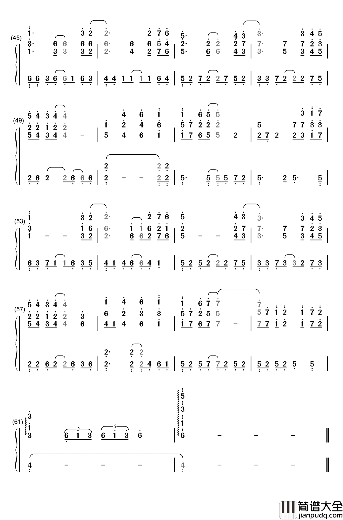 一阵の风钢琴简谱_数字双手_eufonius