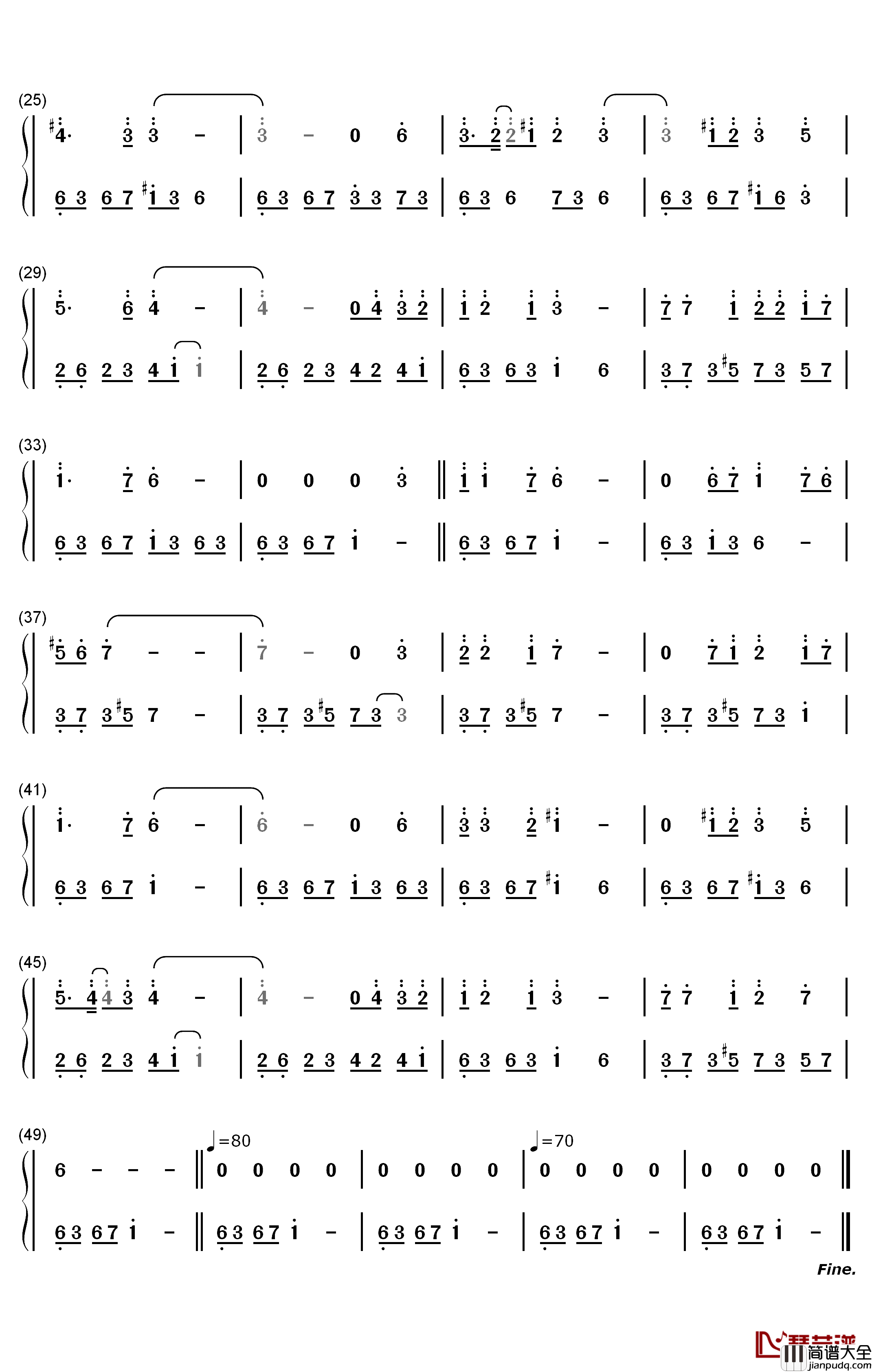 我等候你钢琴简谱_数字双手_未知