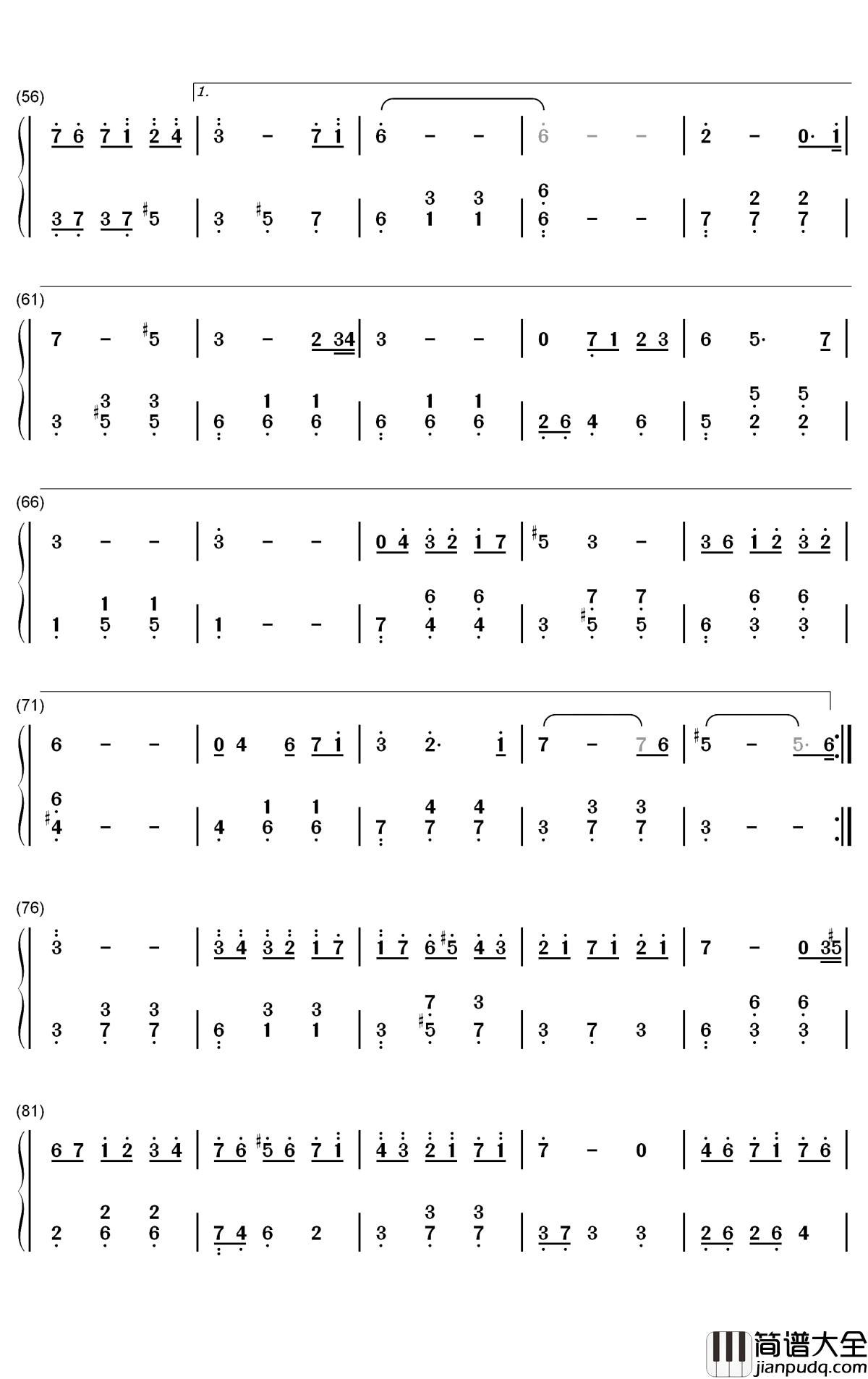 迷惑钢琴简谱_数字双手_叶炫清