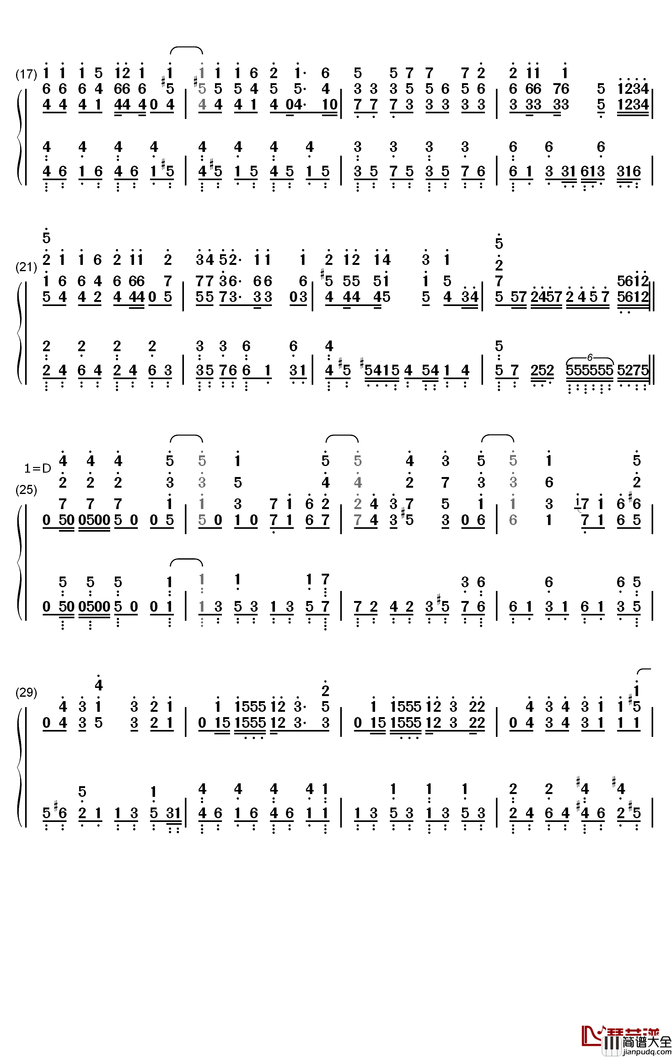 パパパ钢琴简谱_数字双手_齐藤朱夏