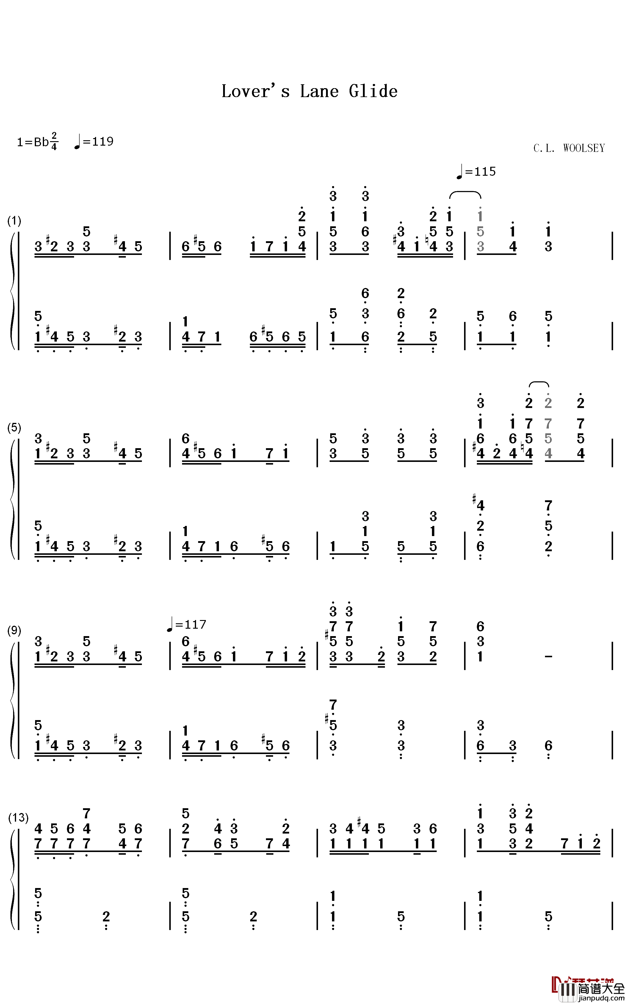 Lovers_Lane_Glide钢琴简谱_数字双手_Calvin_Woolsey