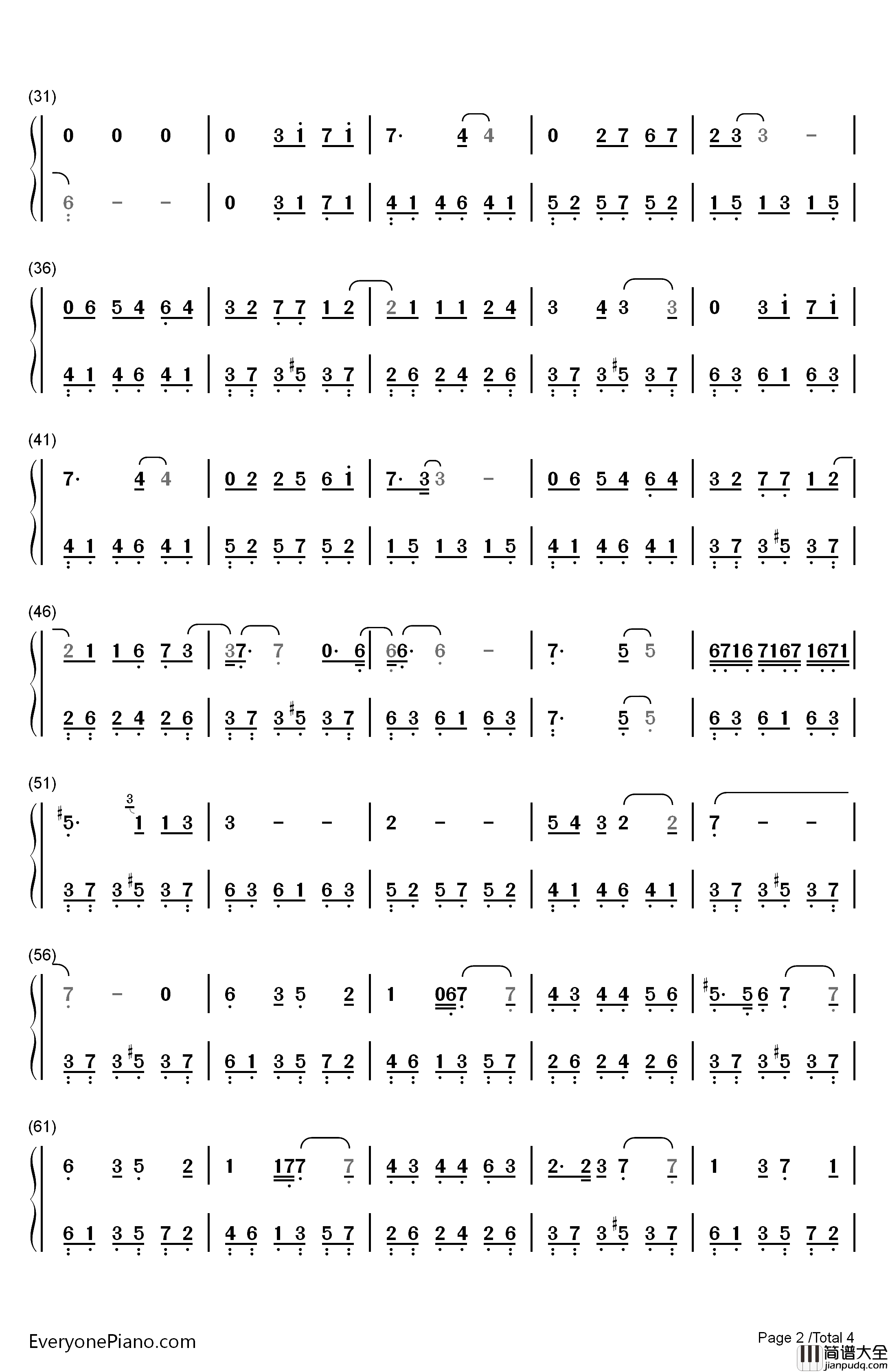 今后我与自己流浪钢琴简谱_数字双手_张碧晨