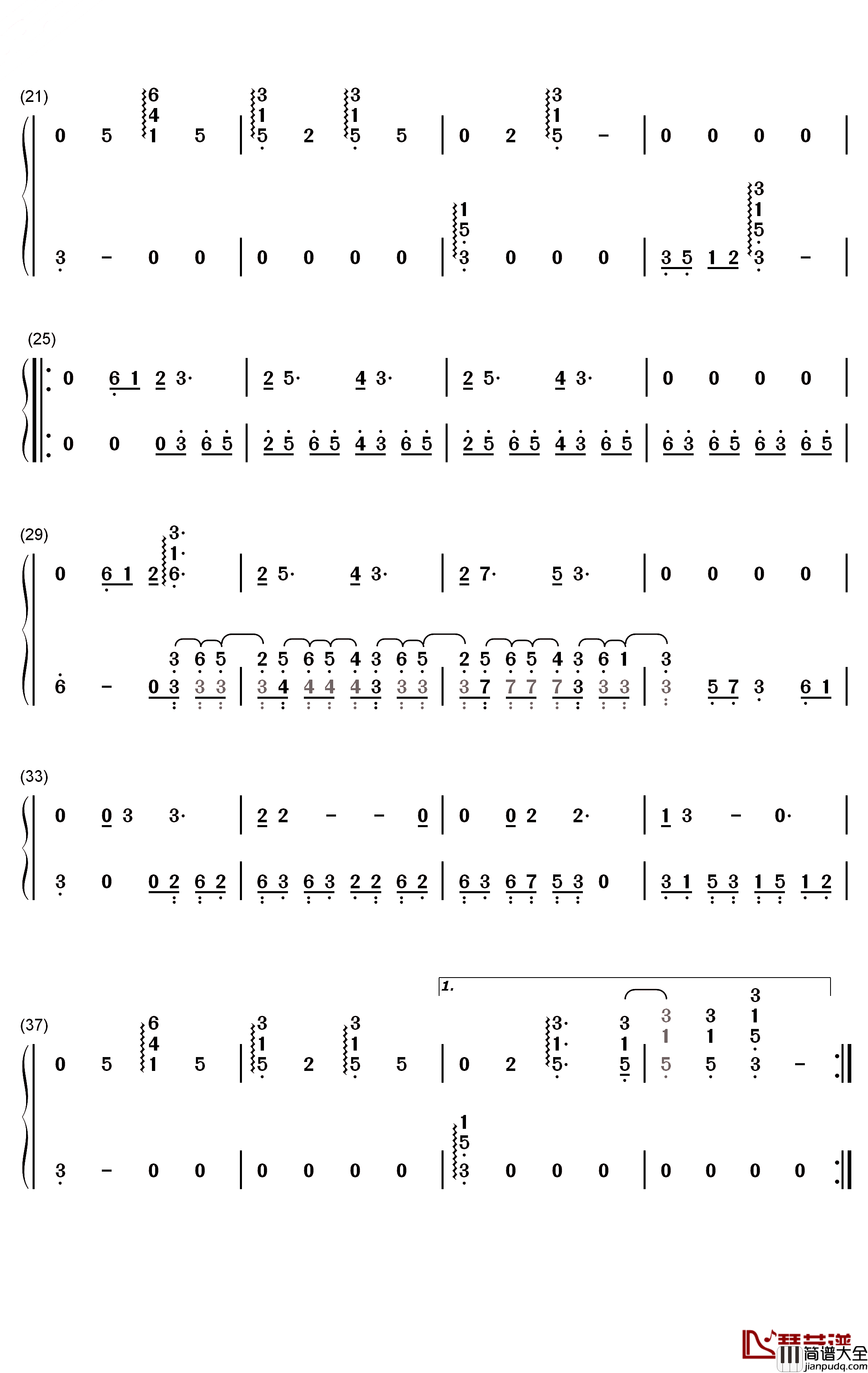 ニリンソウ钢琴简谱_数字双手_細井聡司