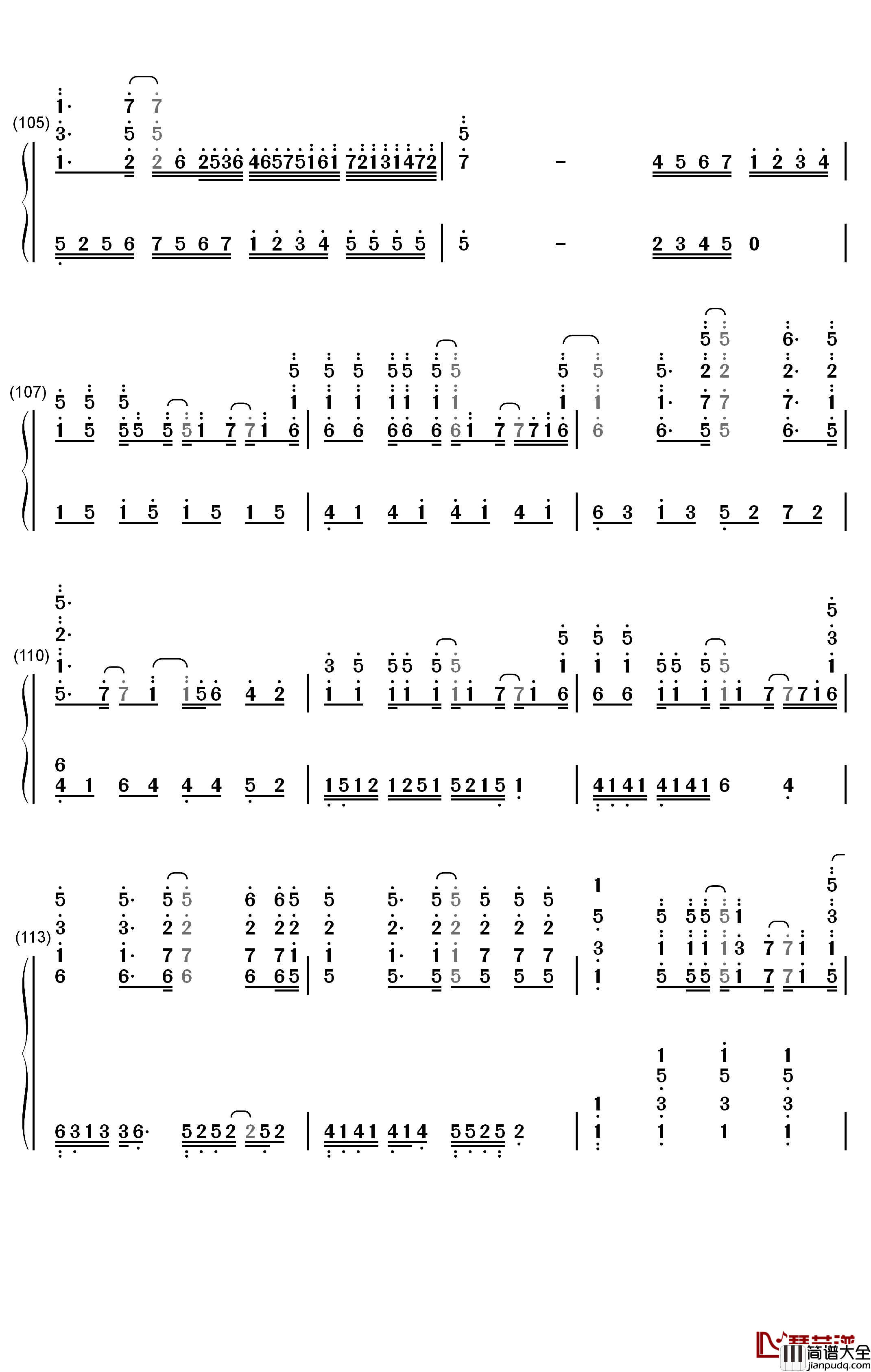 World_End钢琴简谱_数字双手_FLOW