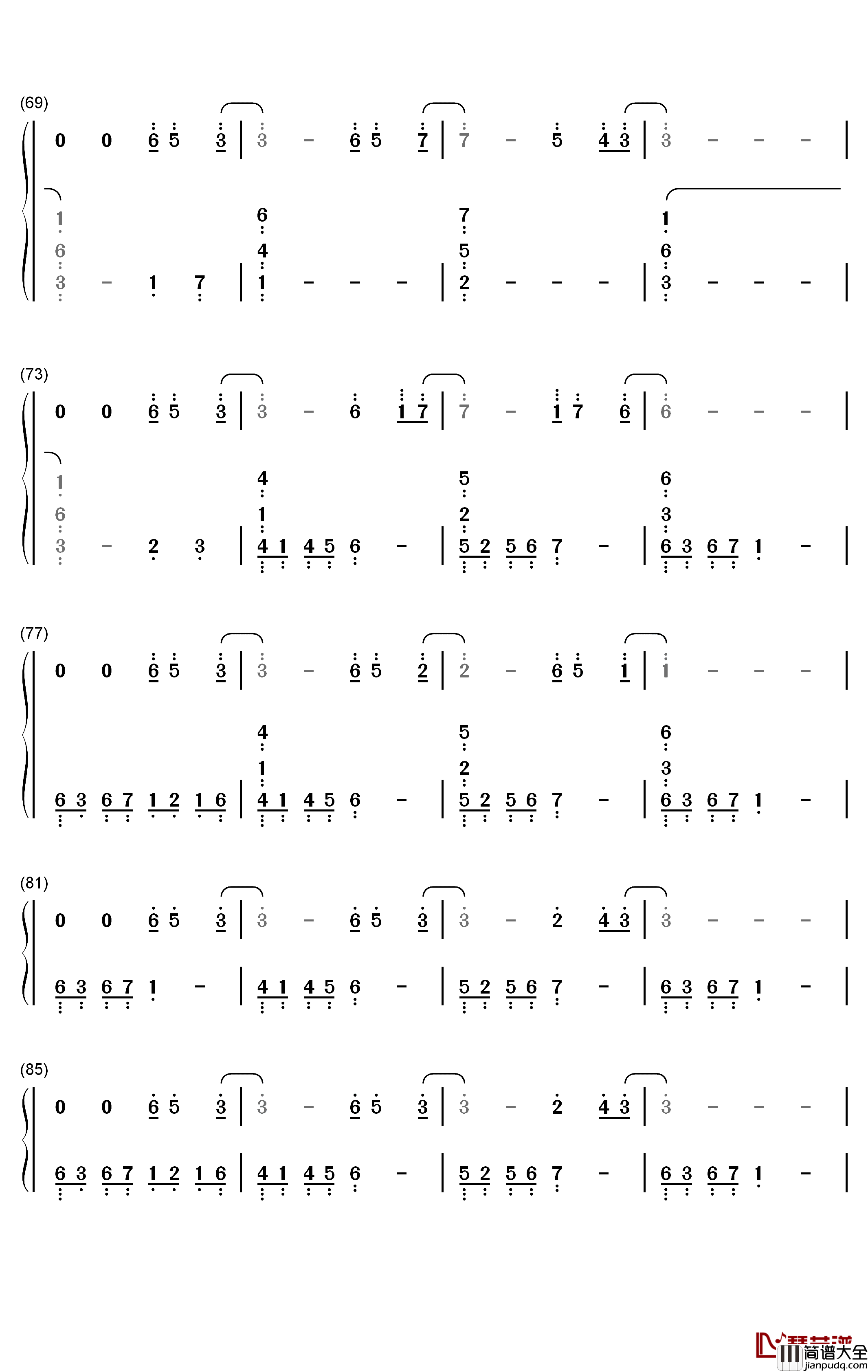 Asphyxia钢琴简谱_数字双手_逆时针向