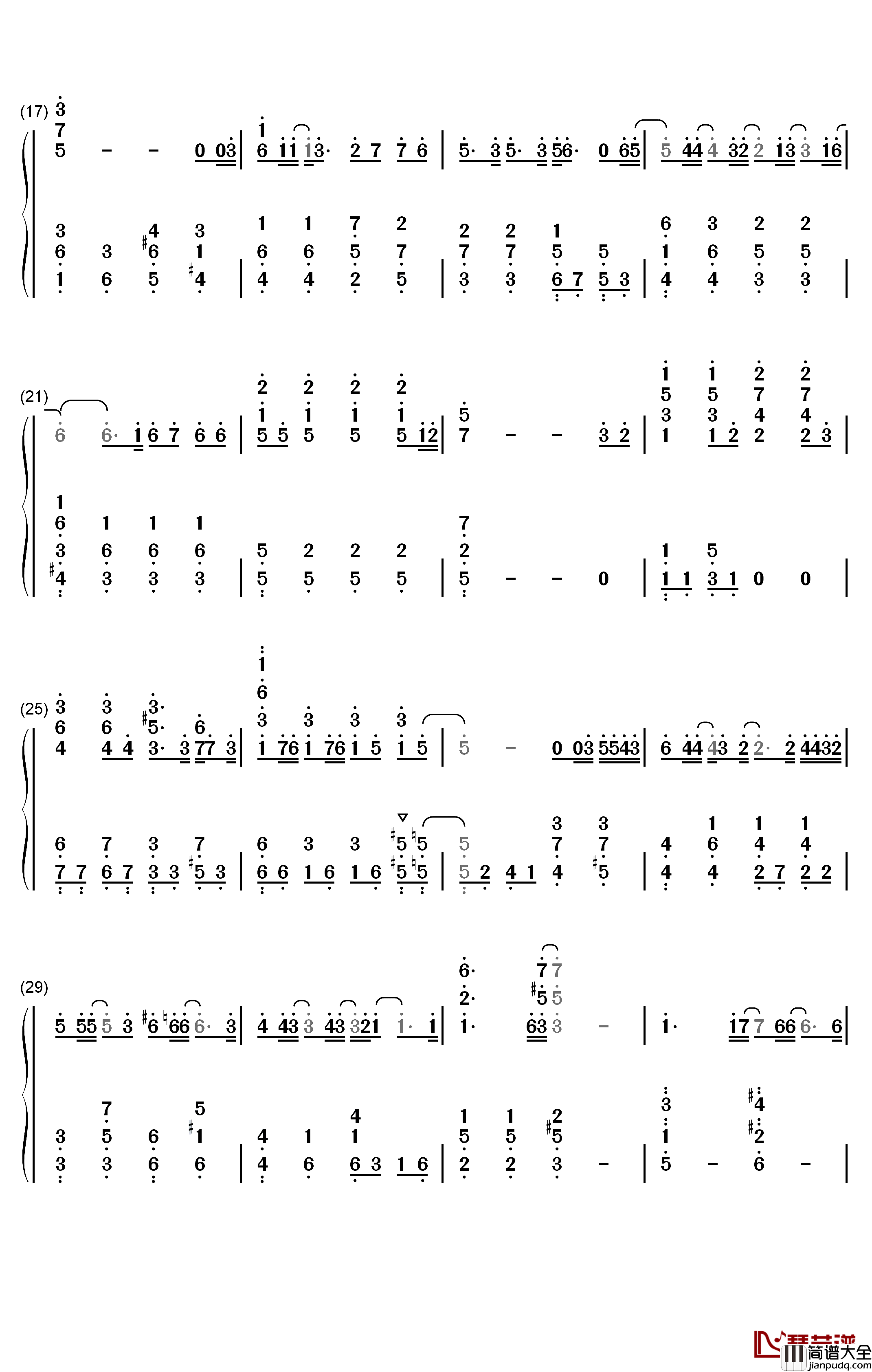 異人たちの時間钢琴简谱_数字双手_楠木灯