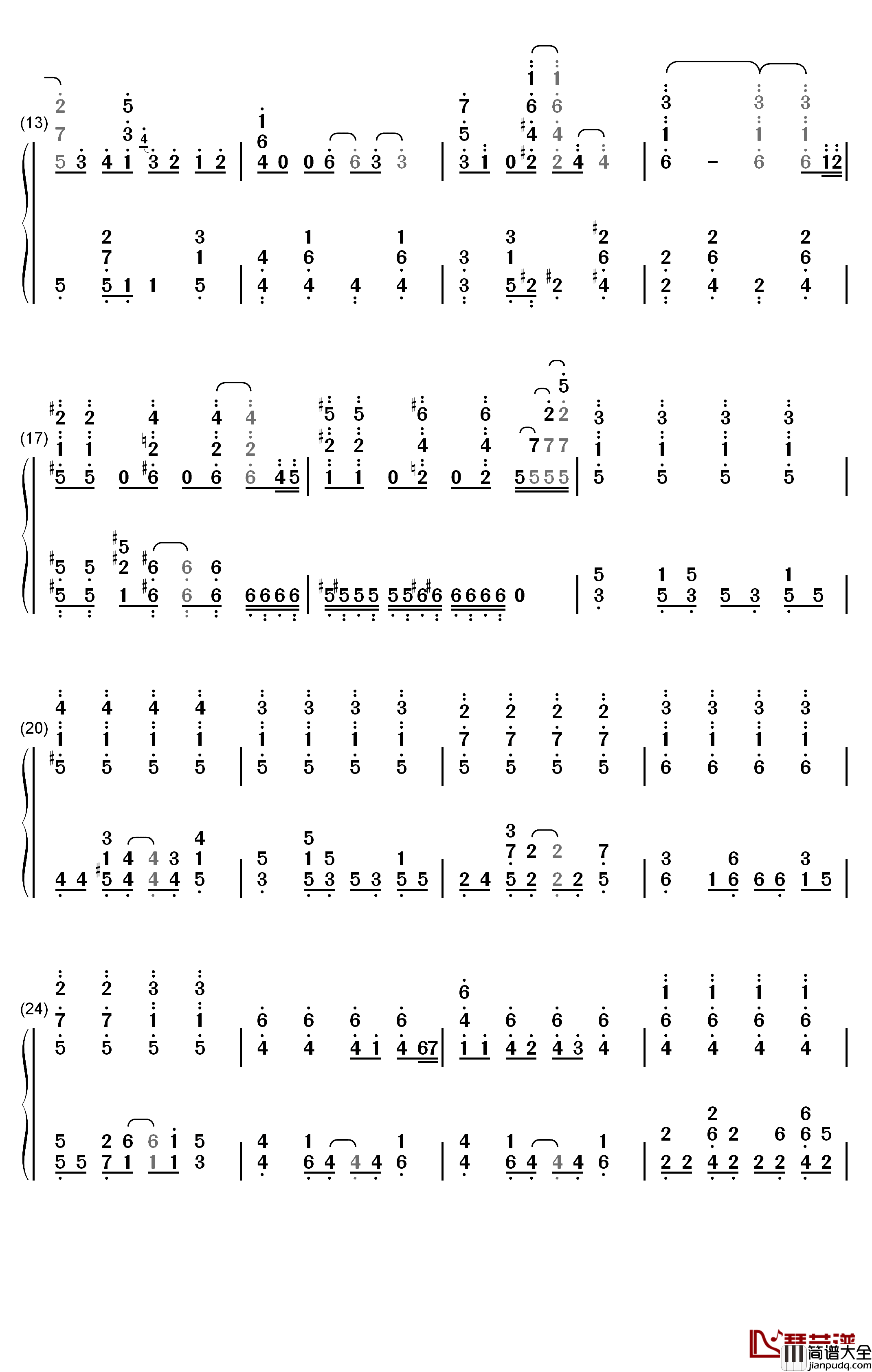 Lets_go_ライフリング４钢琴简谱_数字双手_Rifling_4