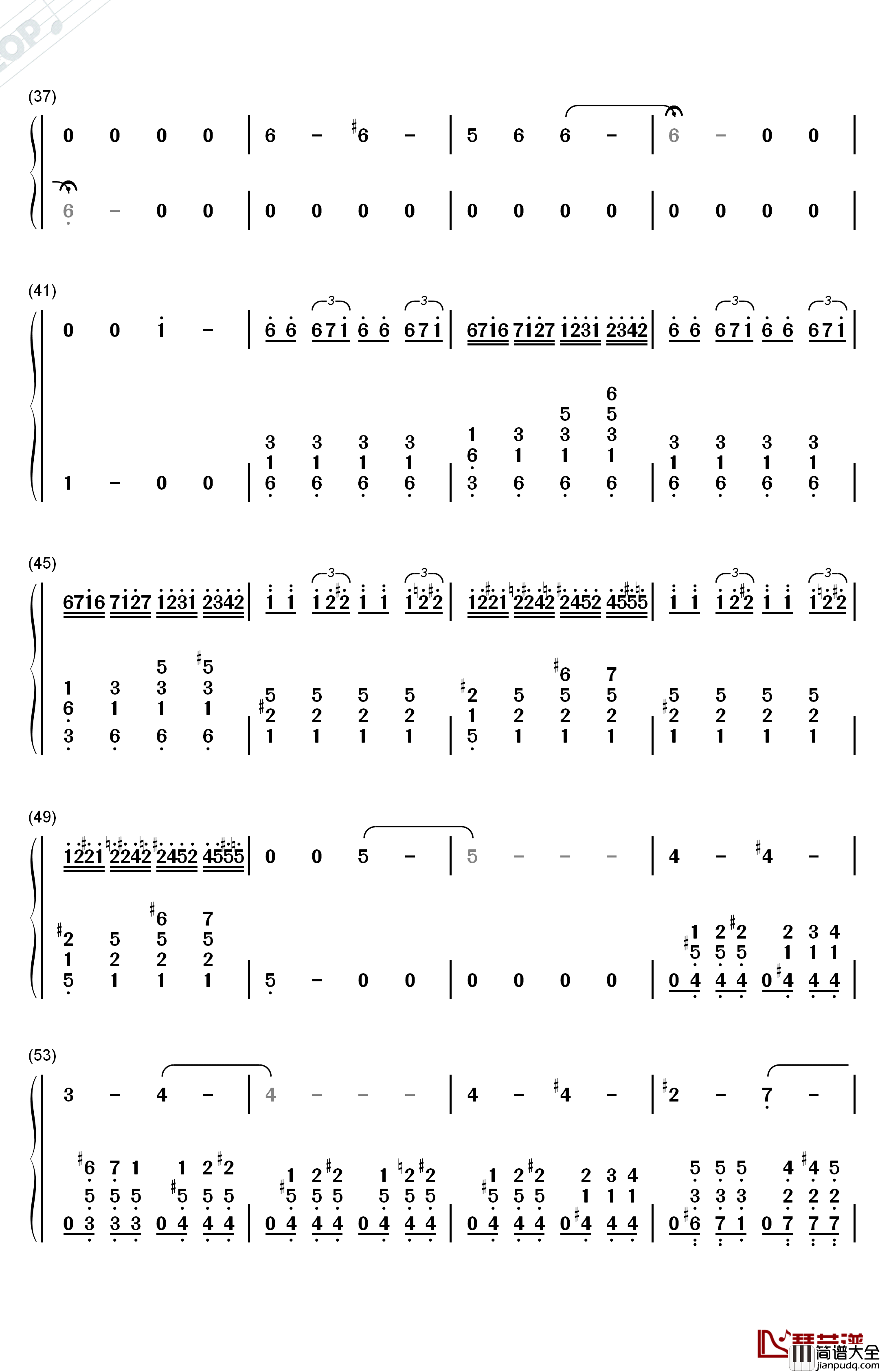 双面燕洵钢琴简谱_数字双手_谭旋