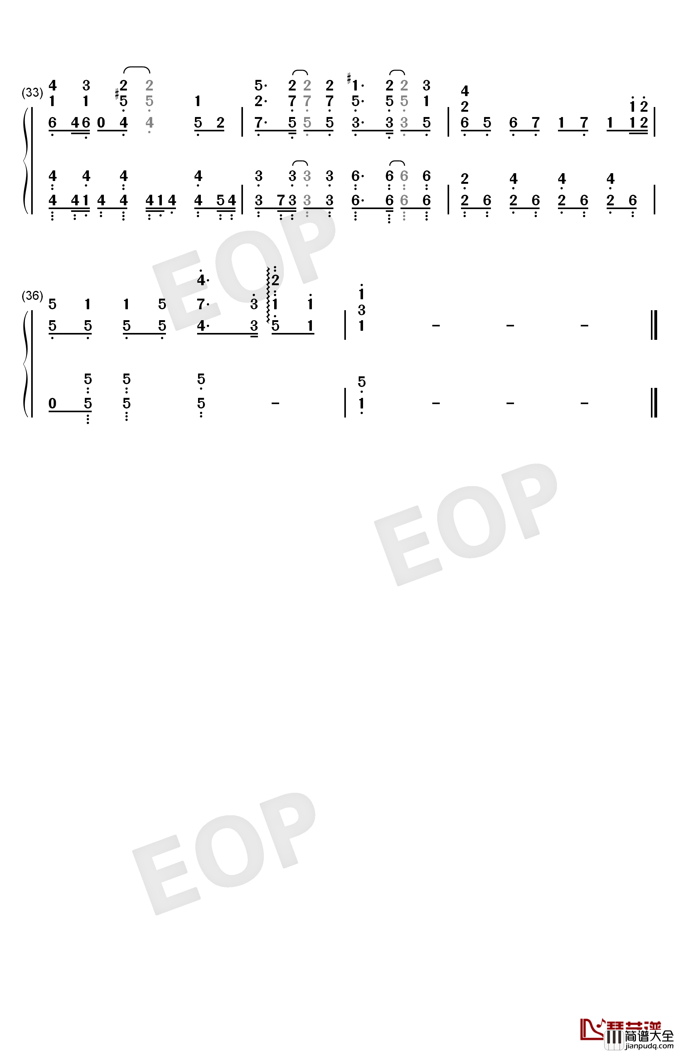 小さな想い钢琴简谱_数字双手_高桥李依