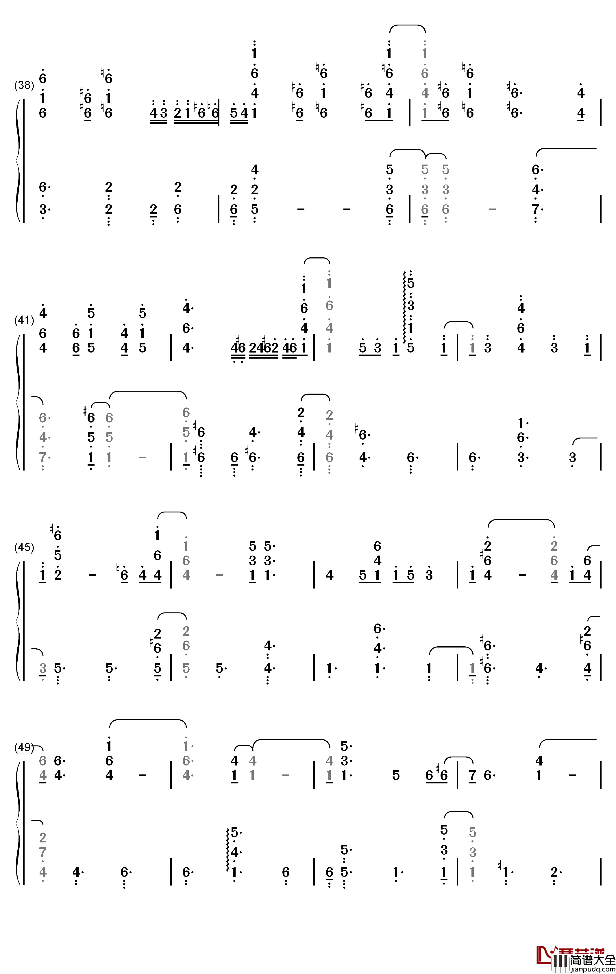 髪飾りの天使钢琴简谱_数字双手_中岛爱