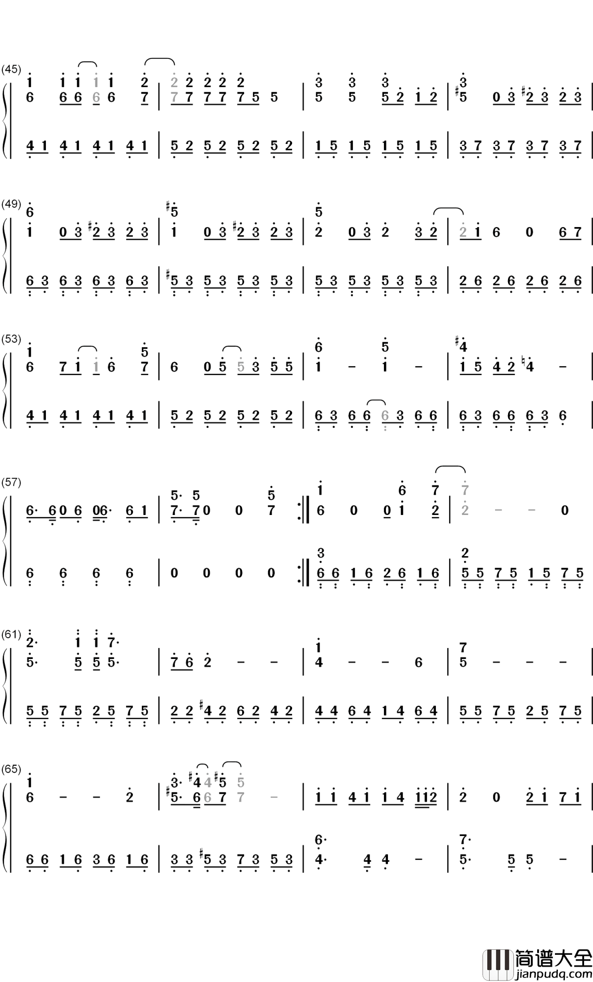 瞳のスクリーン钢琴简谱_数字双手_Hey!_Say!_JUMP