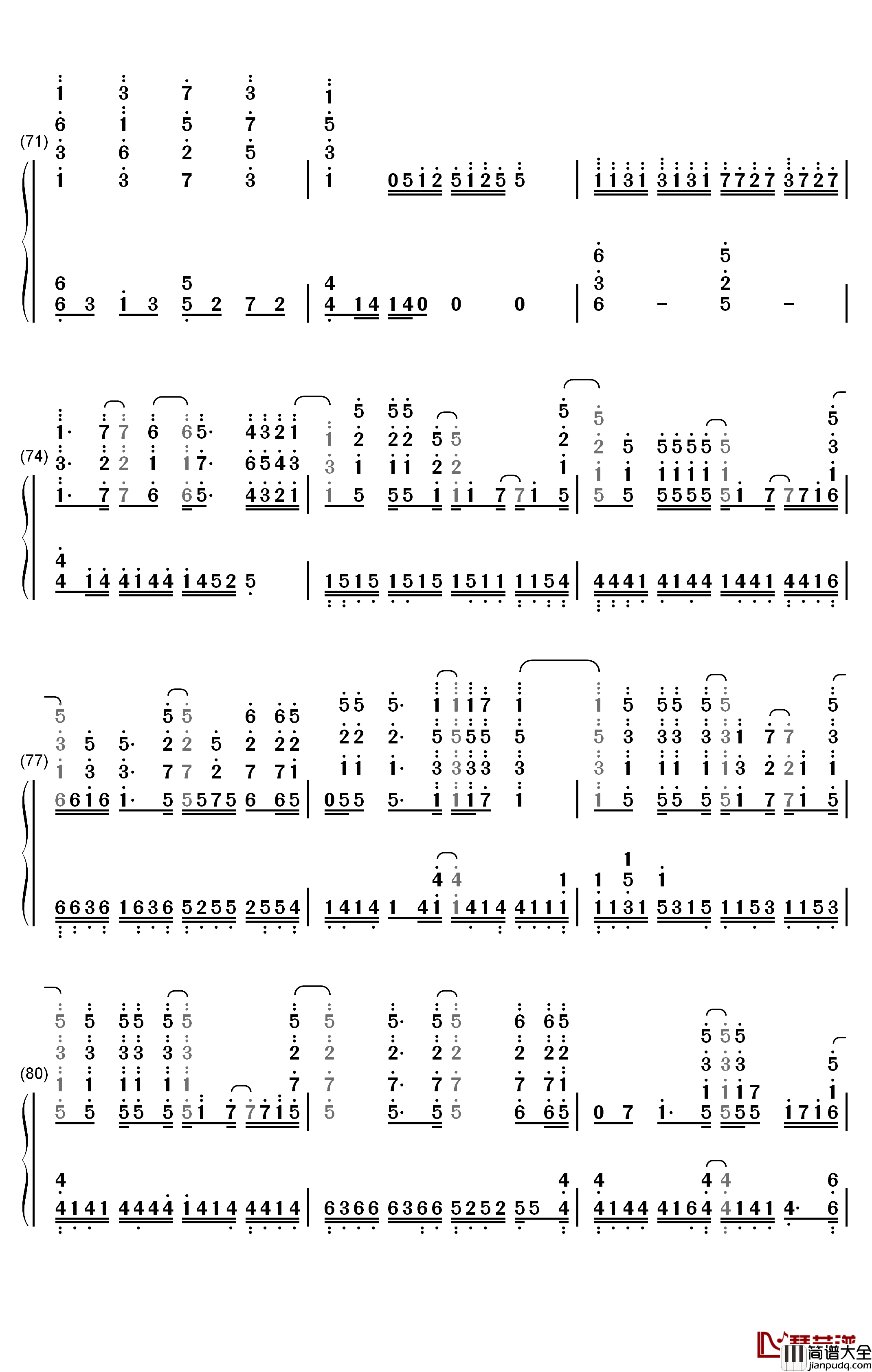 World_End钢琴简谱_数字双手_FLOW