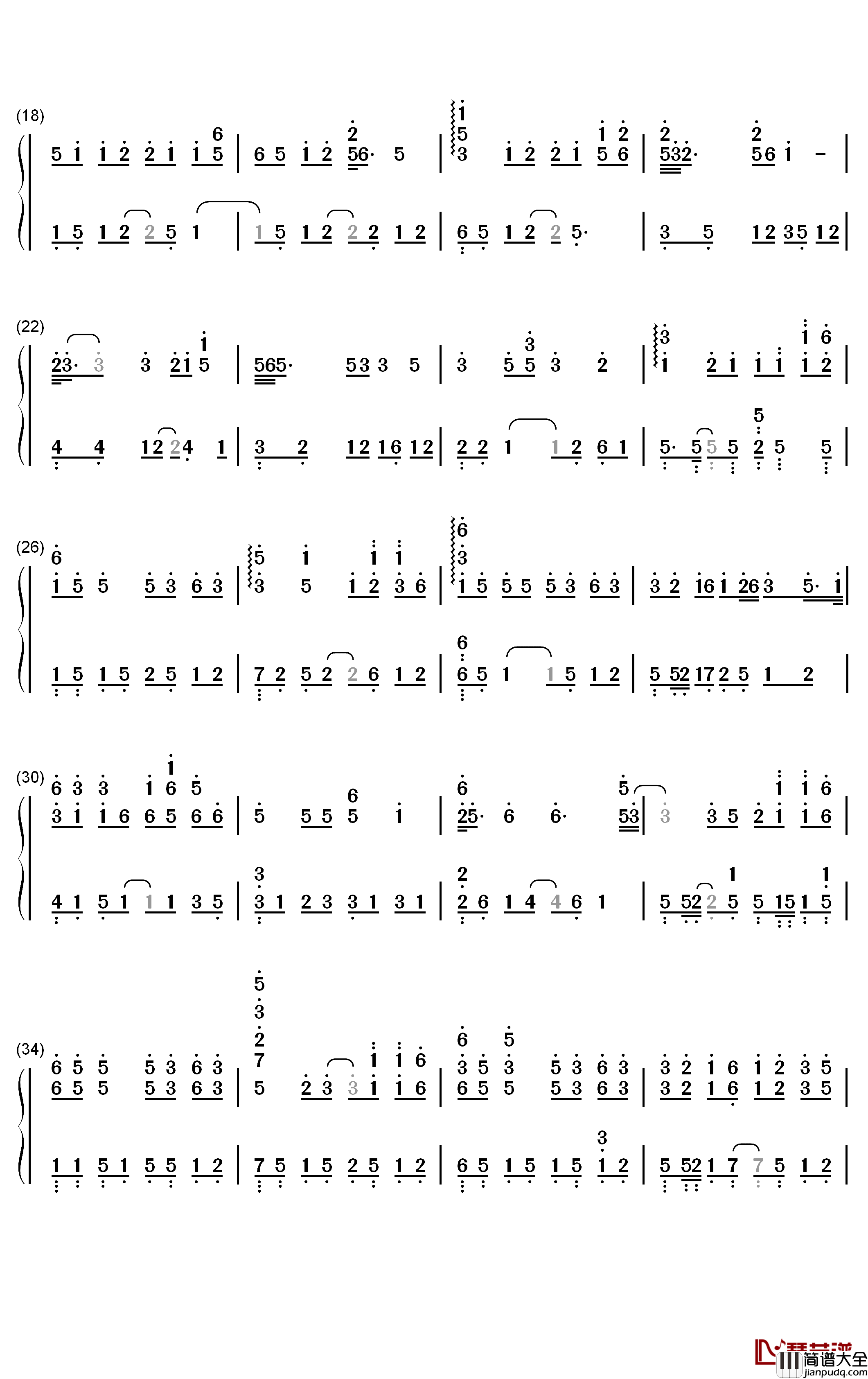 苏幕遮钢琴简谱_数字双手_张晓棠