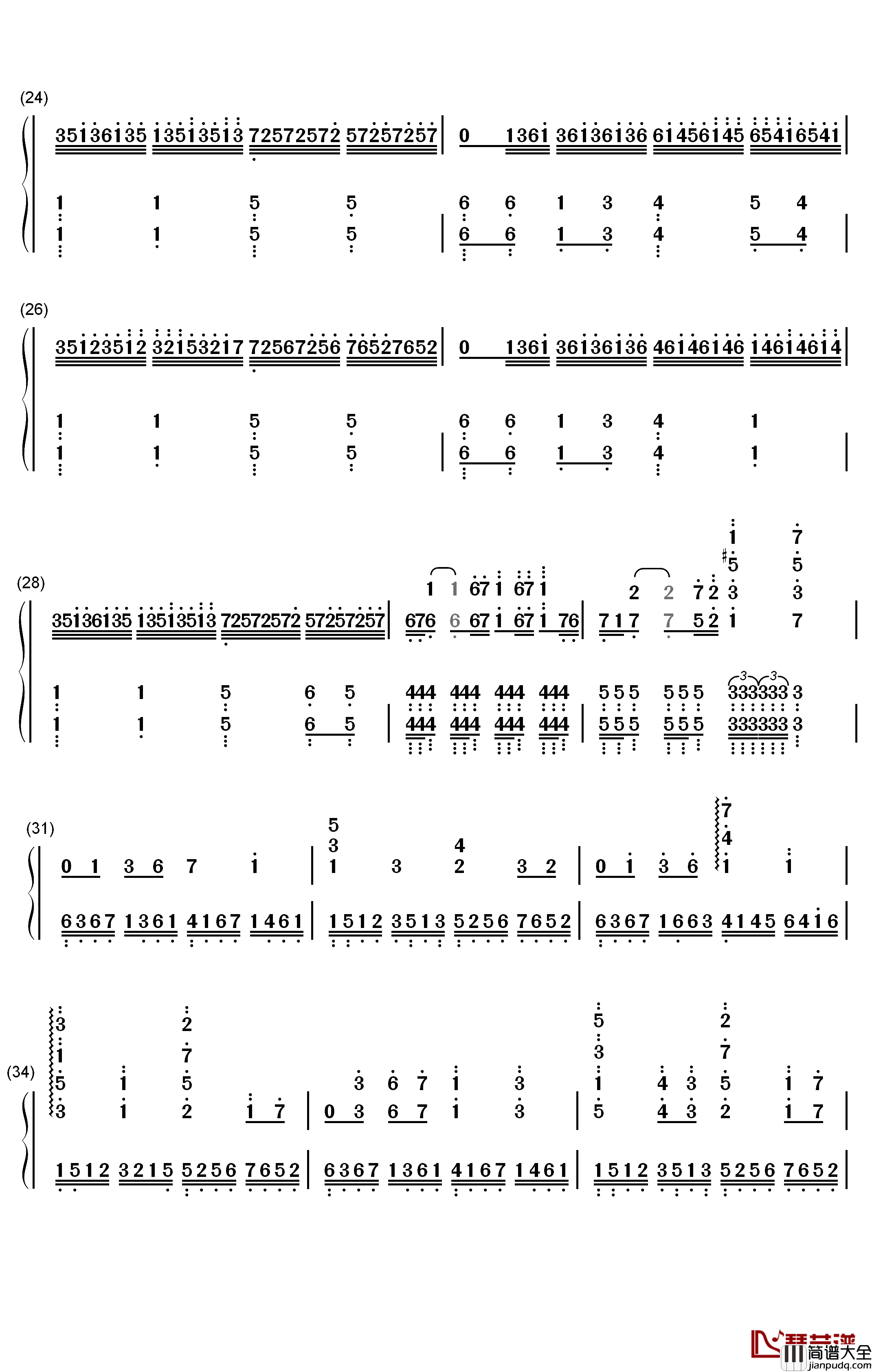 钢铁洪流进行曲钢琴简谱_数字双手_李旭昊