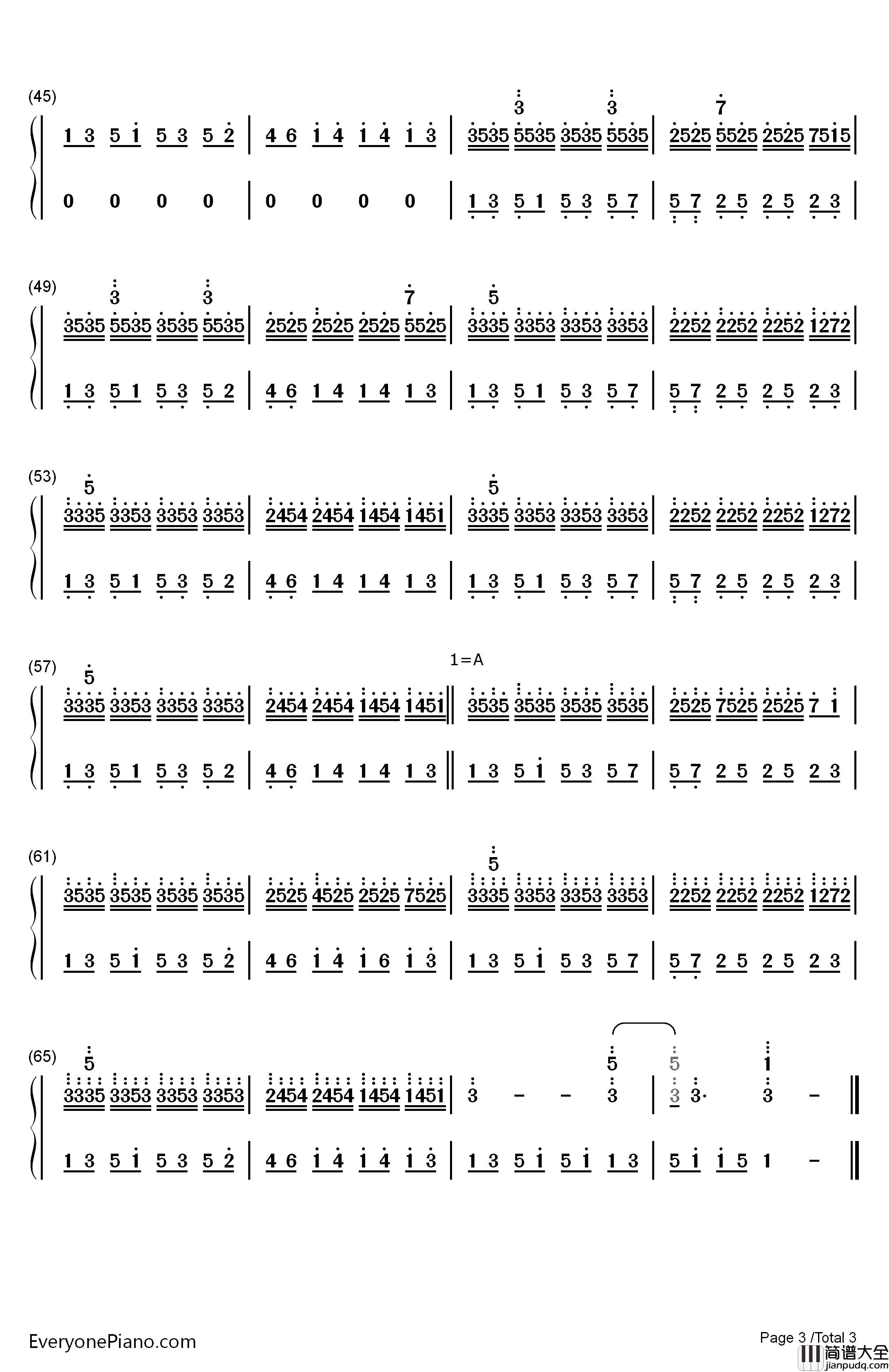 Heaven钢琴简谱_数字双手_Florian_Bur