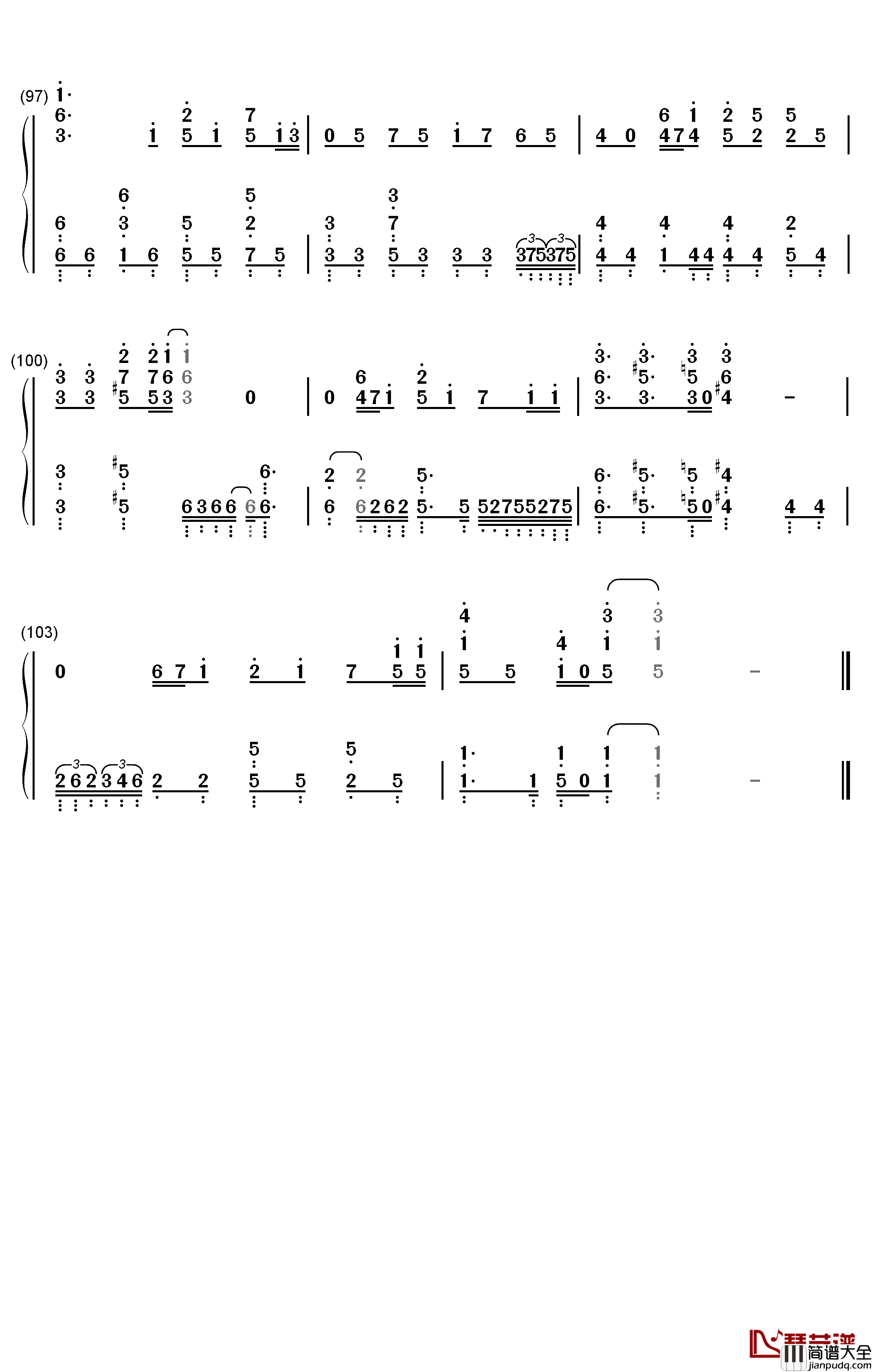 竈門炭治郎のうた钢琴简谱_数字双手_椎名豪_中川奈美