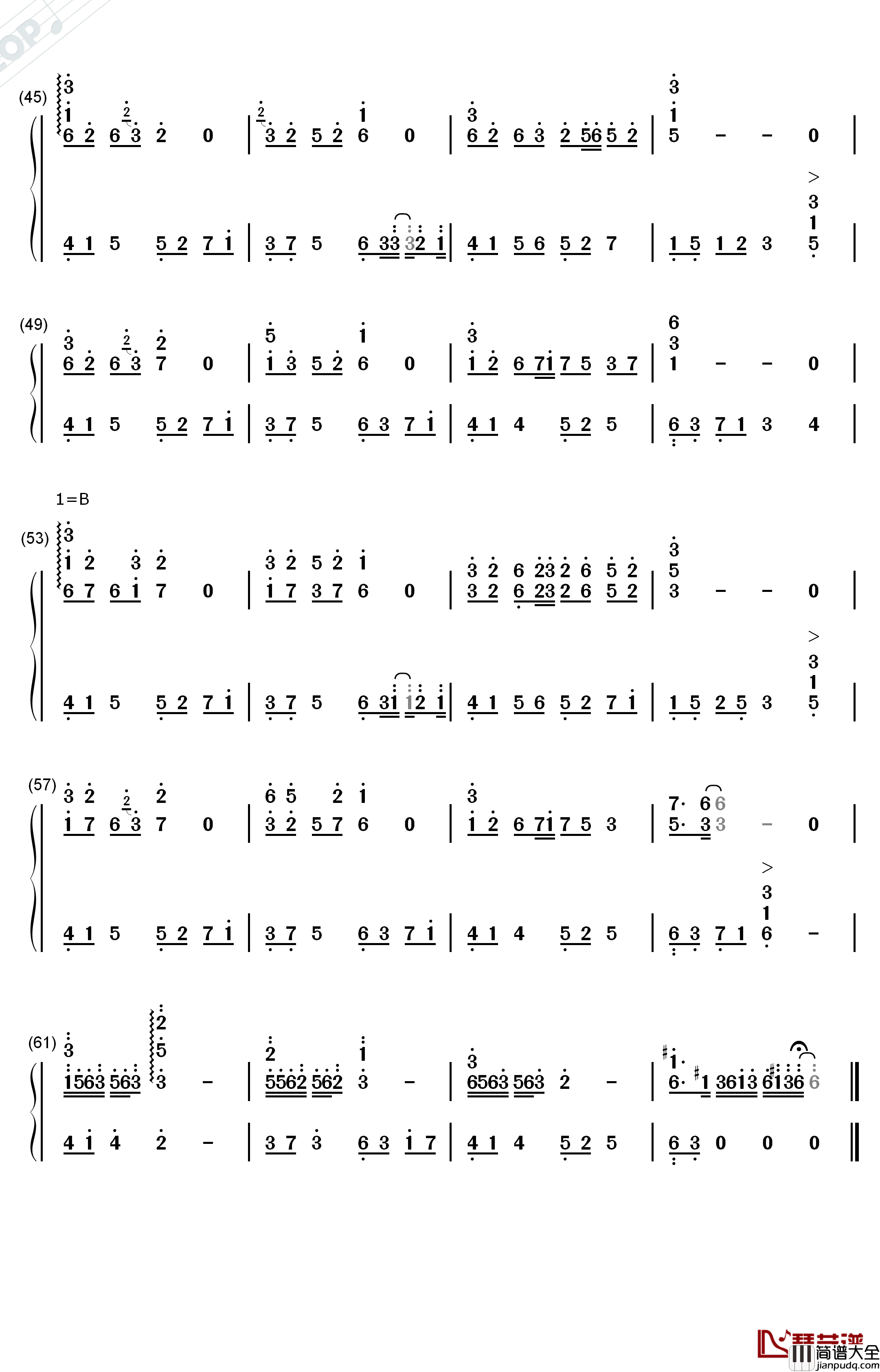 盛世回首钢琴简谱_数字双手_Mario_慕寒