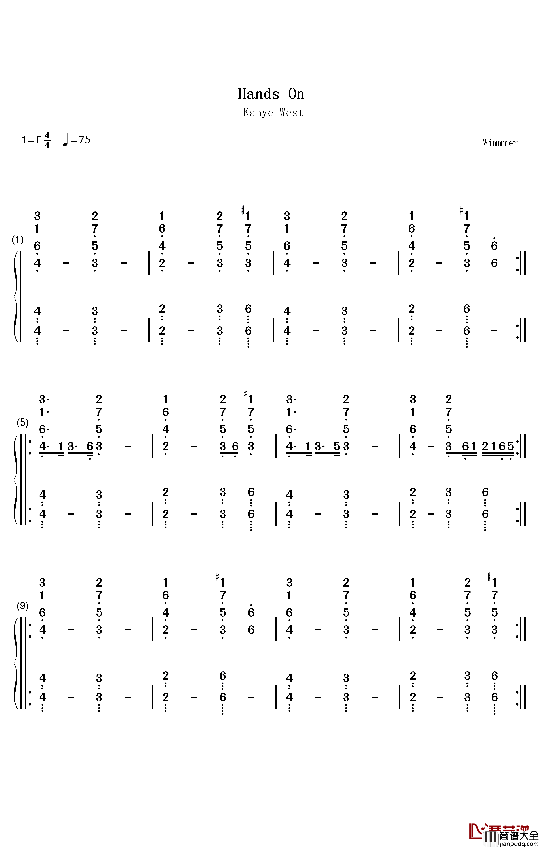 Hands_On钢琴简谱_数字双手_Kanye_West_Fred_Hammond