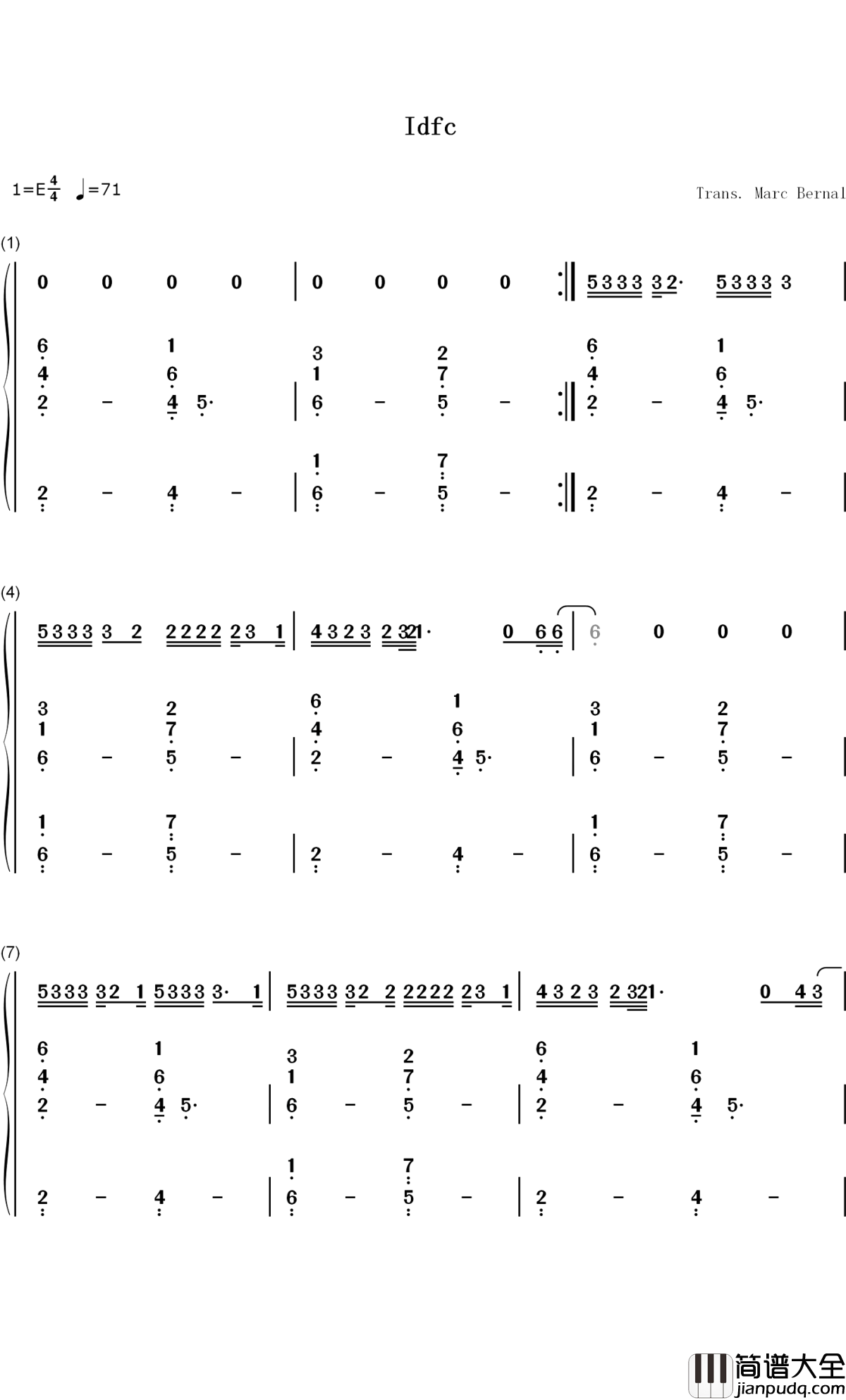 Idfc钢琴简谱_数字双手_Blackbear