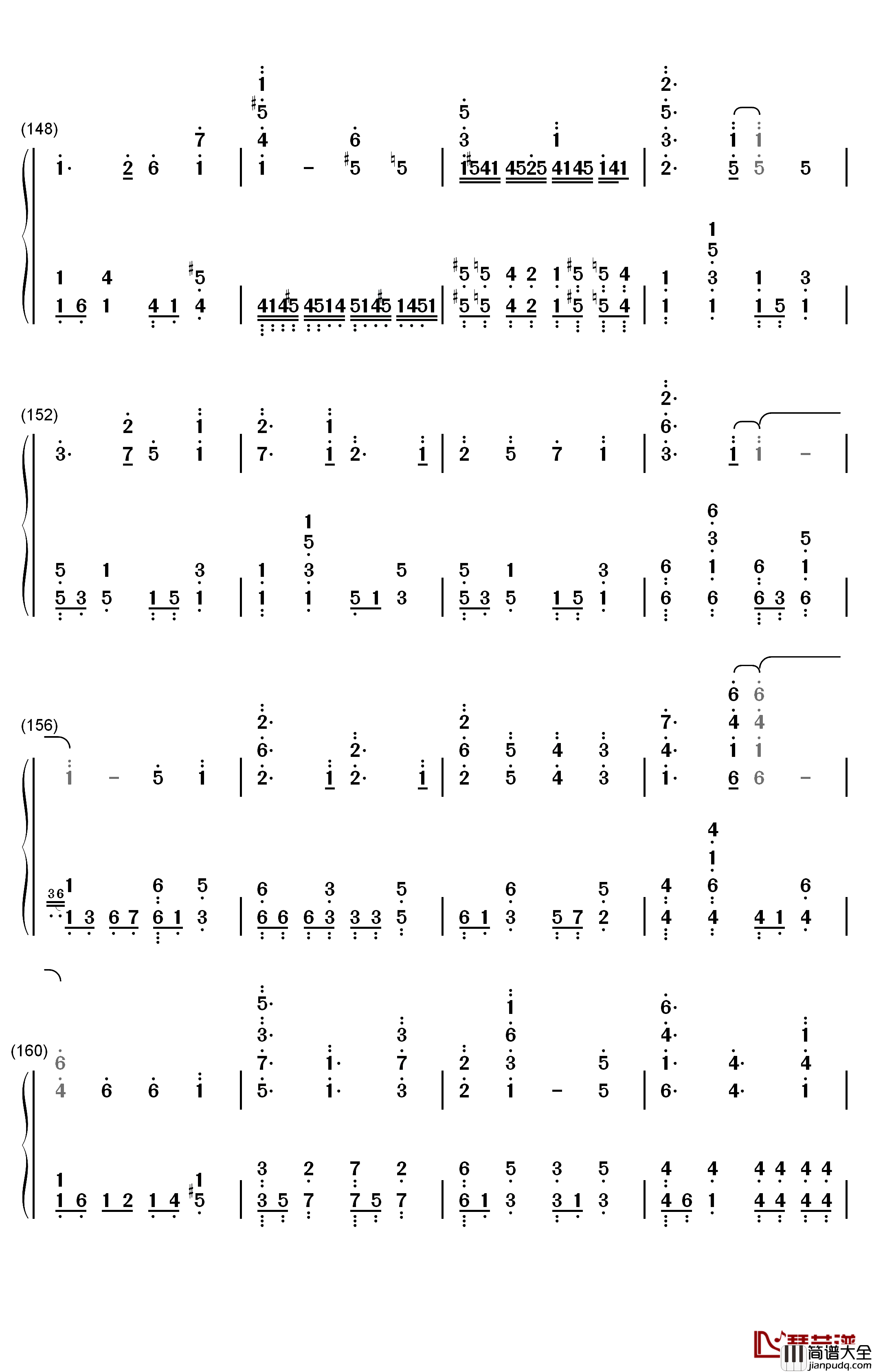 しわ钢琴简谱_数字双手_GUMI