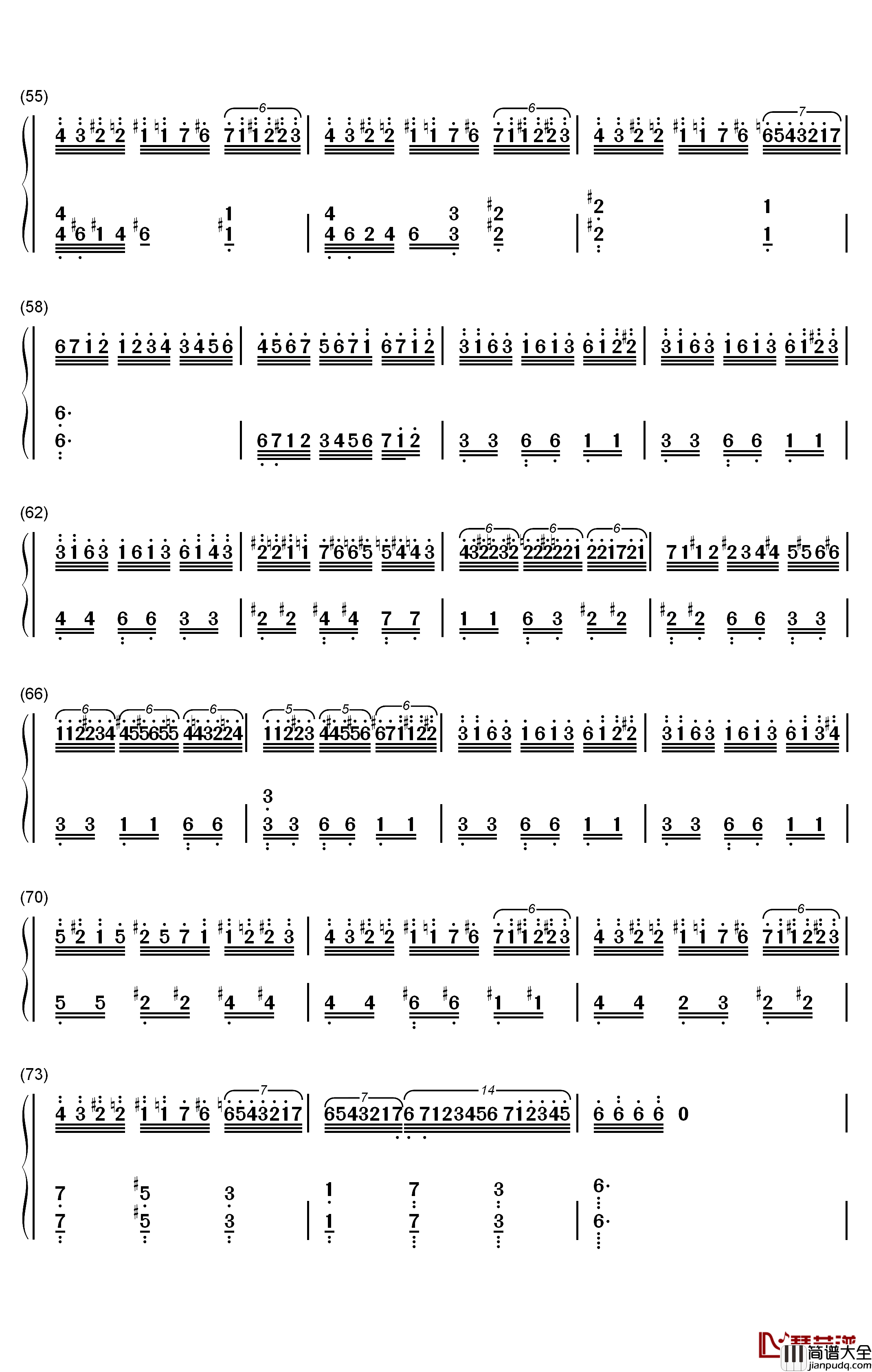 Hedwigs_Theme完整版钢琴简谱_数字双手_John_Williams