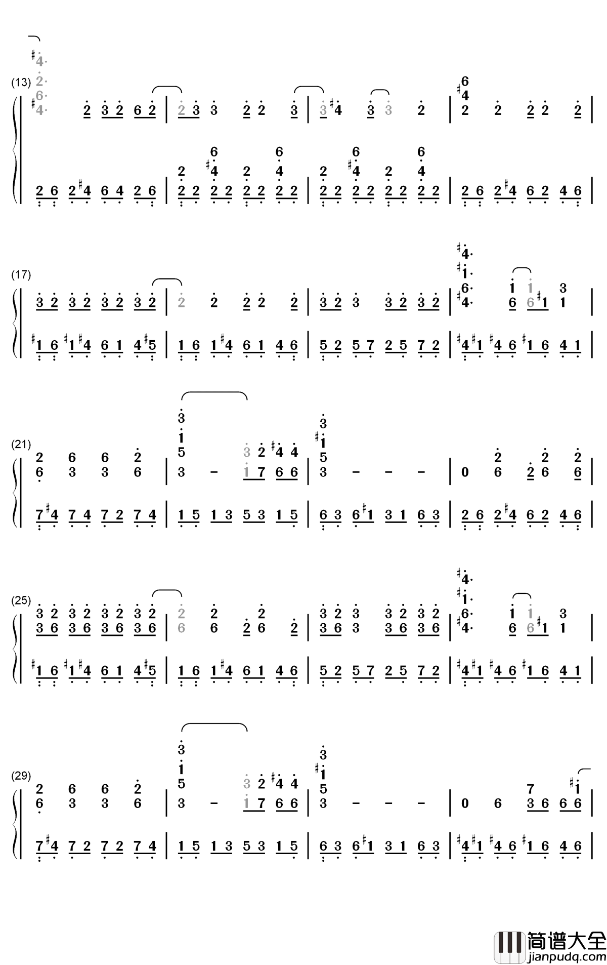 V.I.P钢琴简谱_数字双手_SID